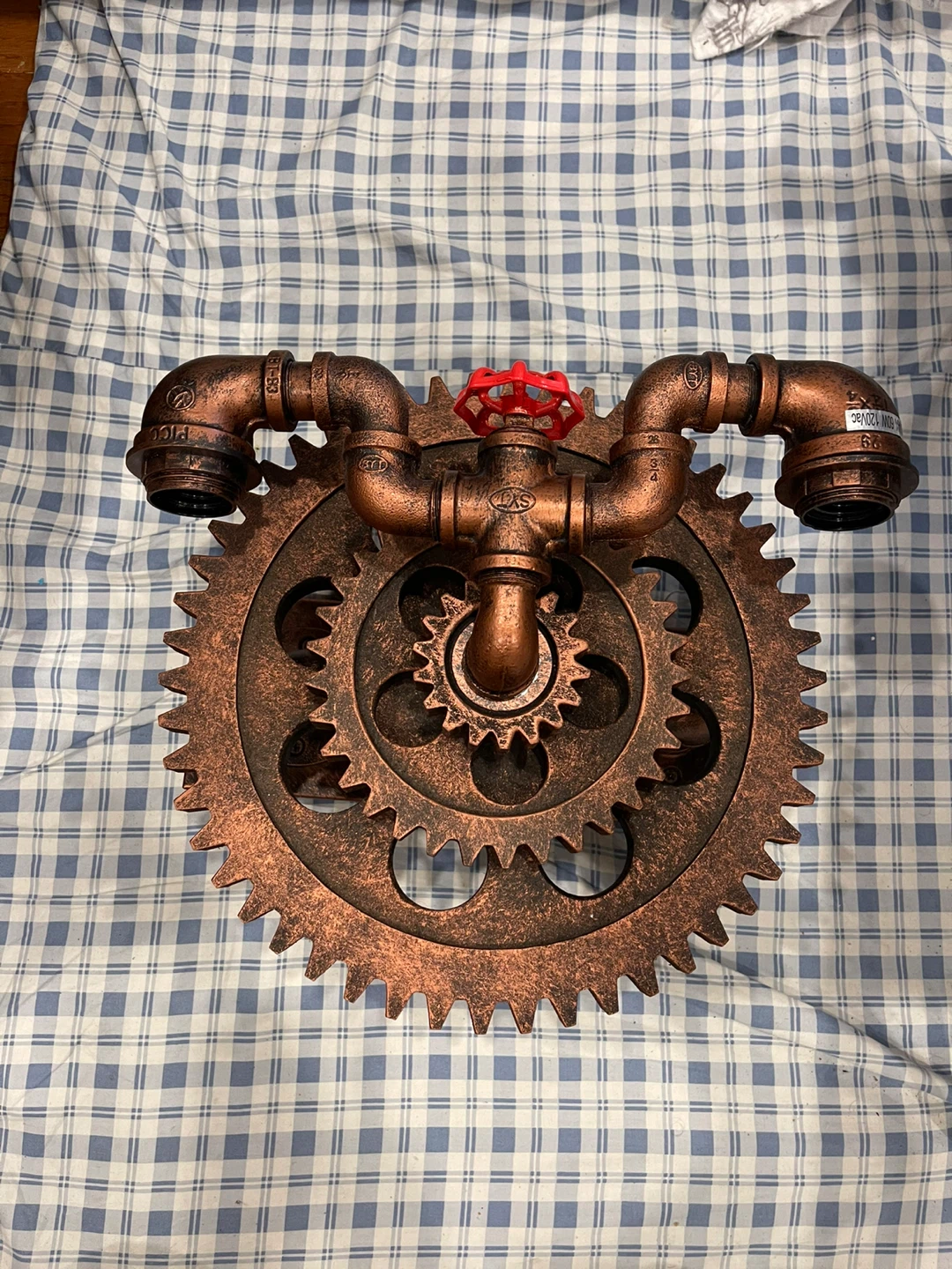 Steampunk Gear Pipe Wall Sconce - photo 3