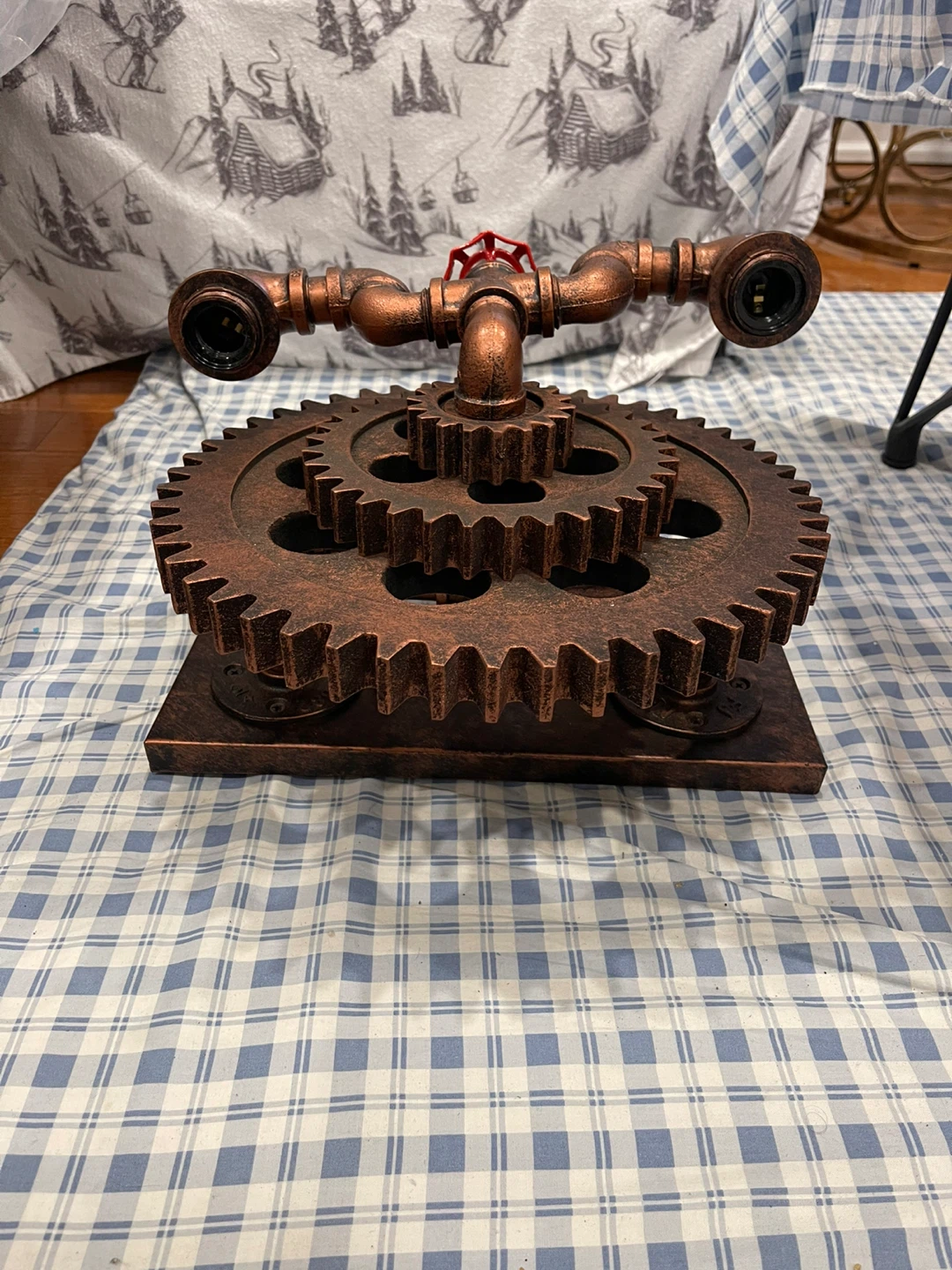 Steampunk Gear Pipe Wall Sconce