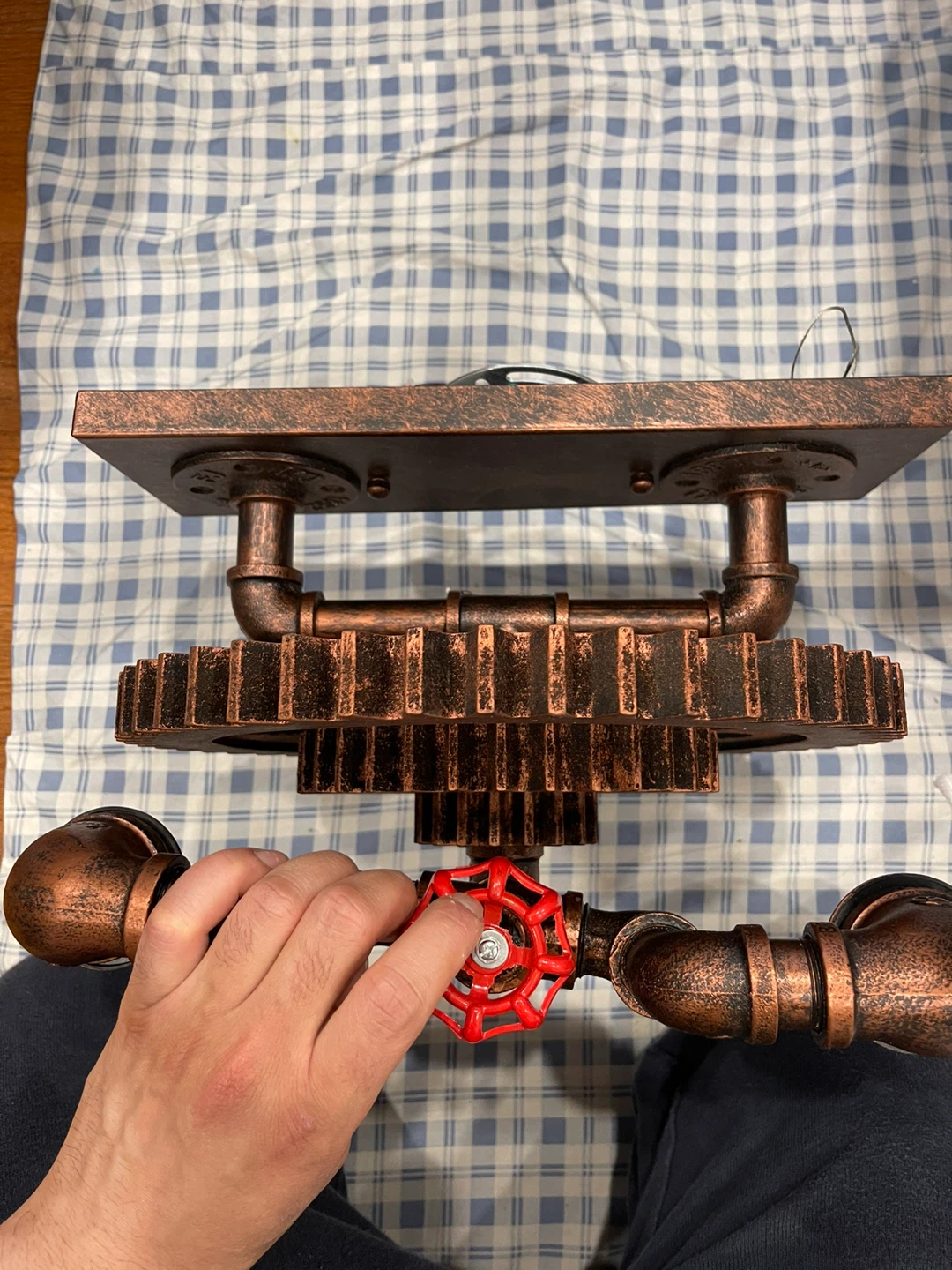 Steampunk Gear Pipe Wall Sconce - photo 2