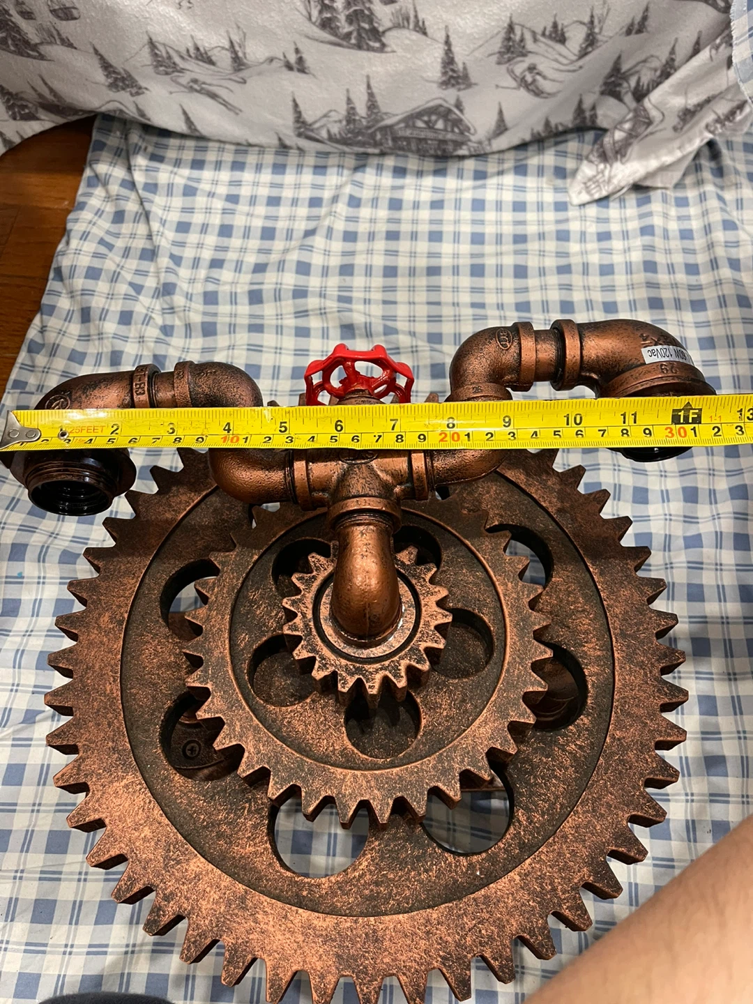 Steampunk Gear Pipe Wall Sconce - photo 4