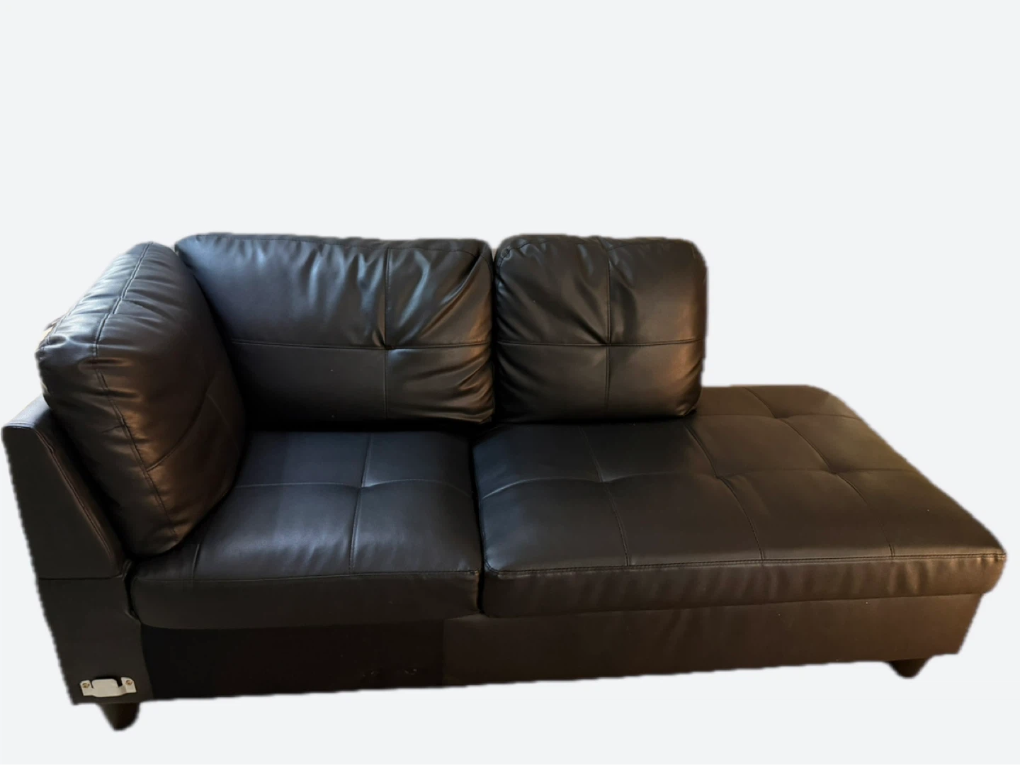 Black Faux Leather Sectional Couch with storage Ottoman - photo 2