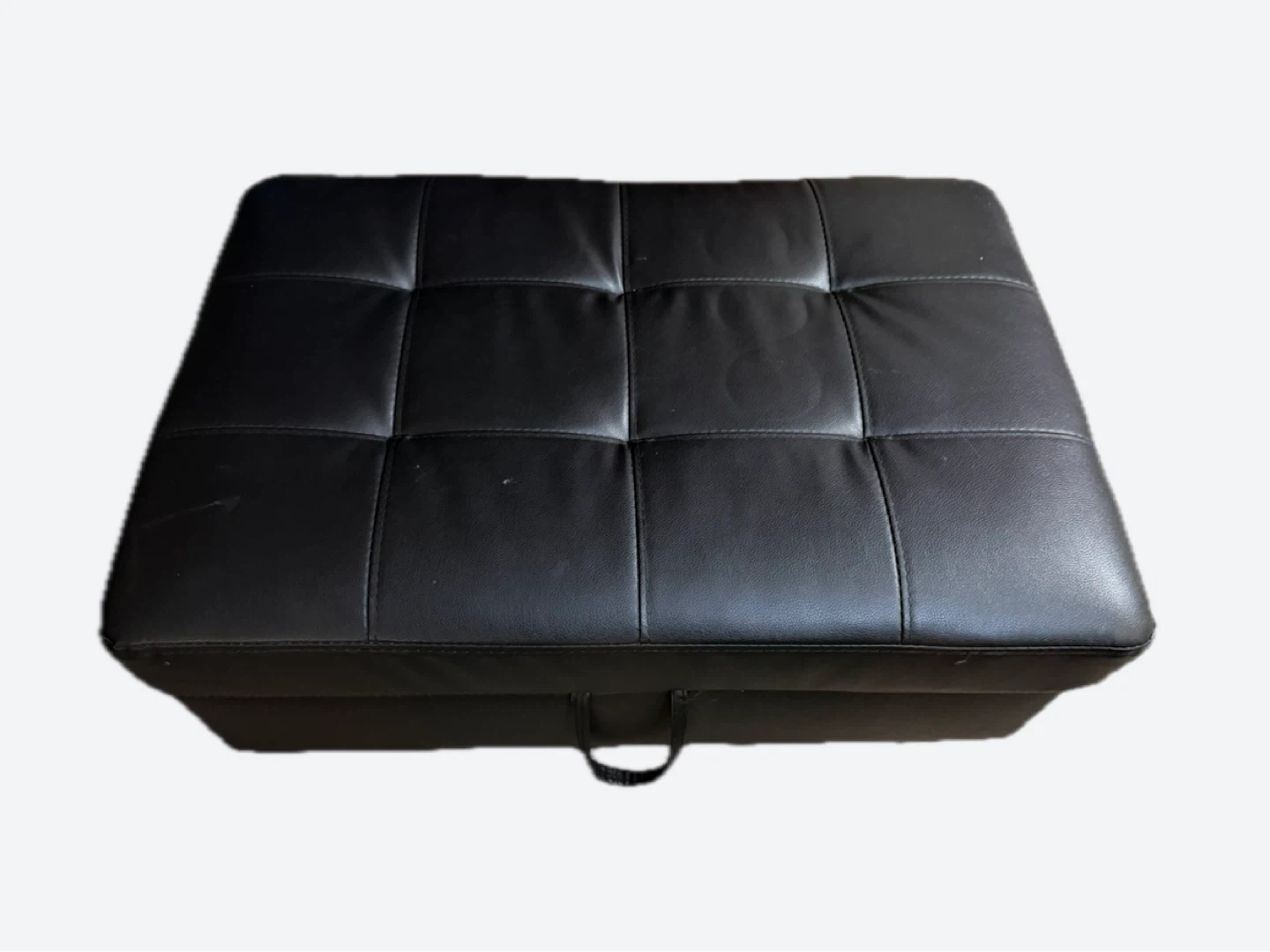 Black Faux Leather Sectional Couch with storage Ottoman - photo 3