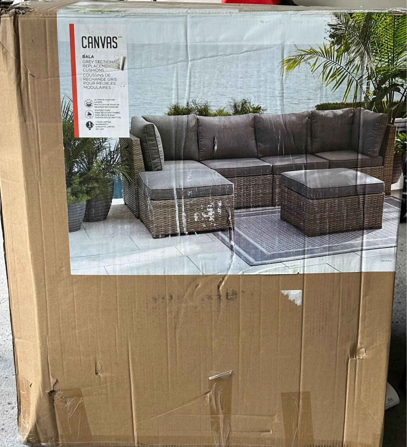 CANVAS Bala Outdoor Sectional Replacement Cushions Set Grey - photo 3