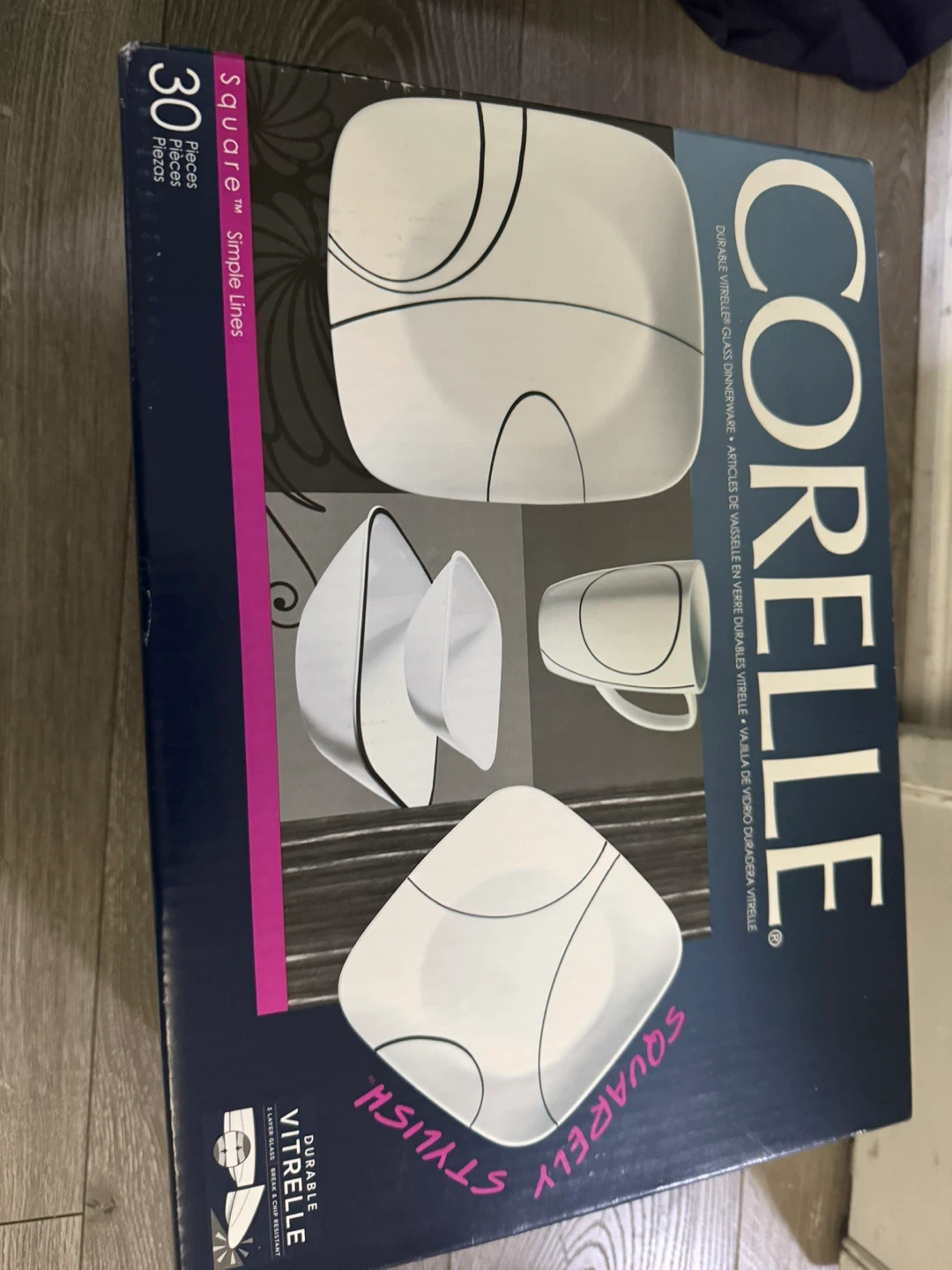 Corelle Square Simple Lines 30-Piece Dinnerware Set