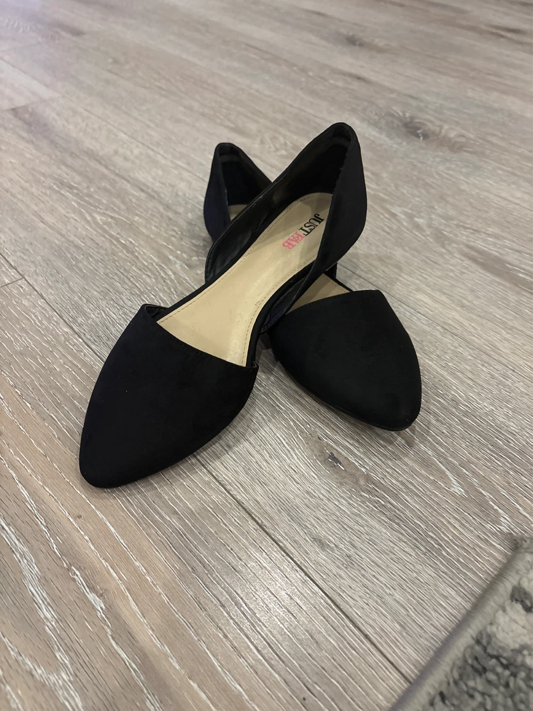 JUSTFAB Black Suede D'Orsay Flats