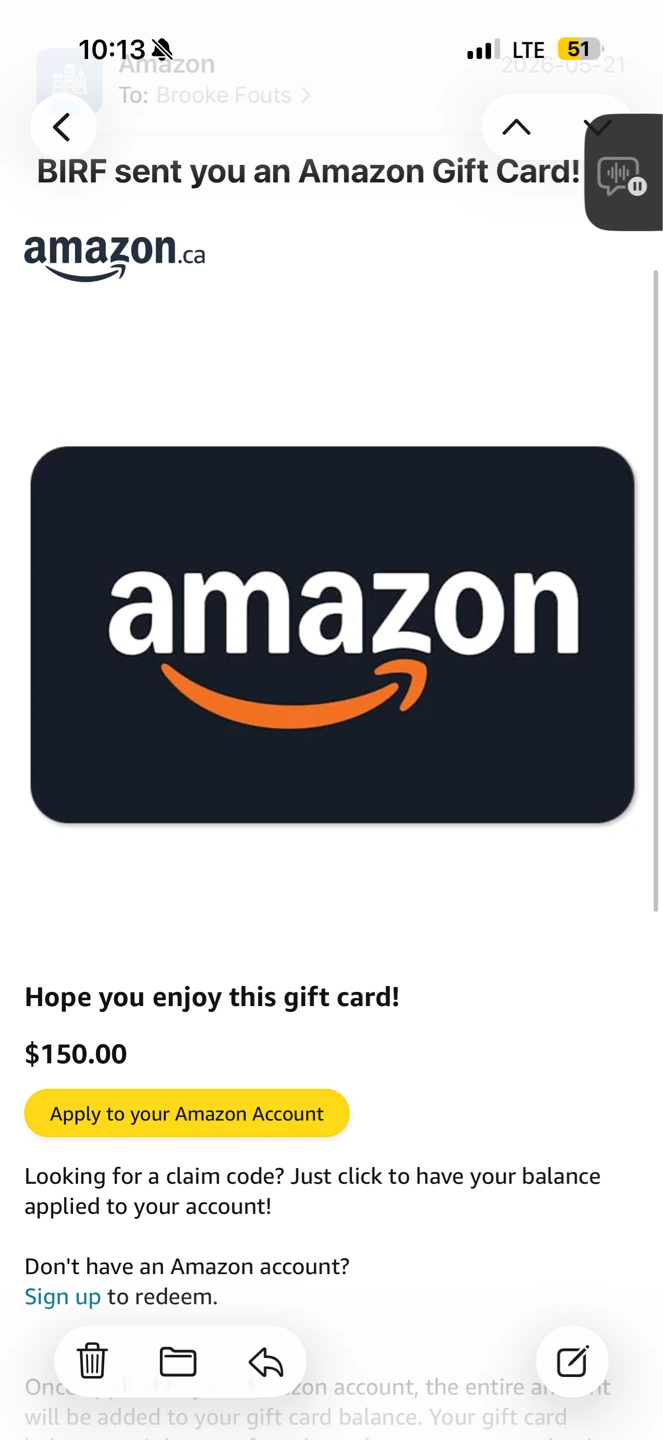 $150 Amazon Gift Card
