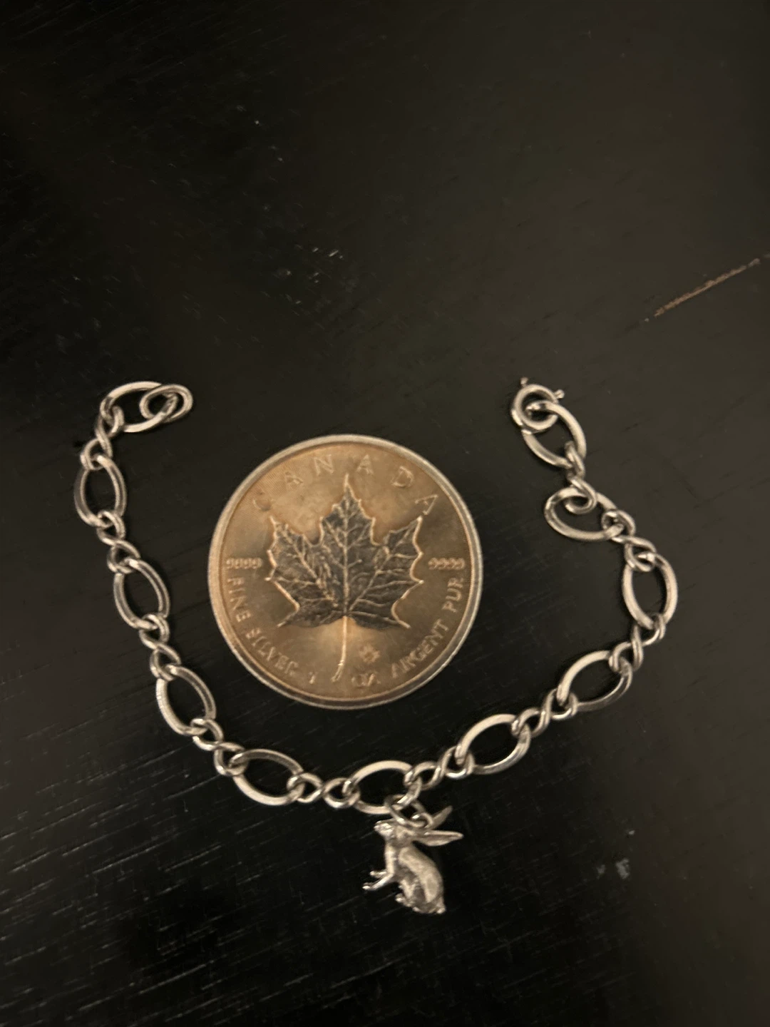 Silver Charm Bracelet with Rabbit Pendant