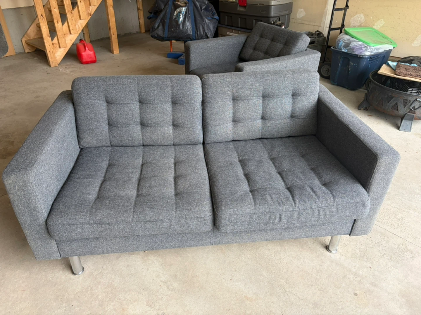 Grey Fabric Armchair and couch