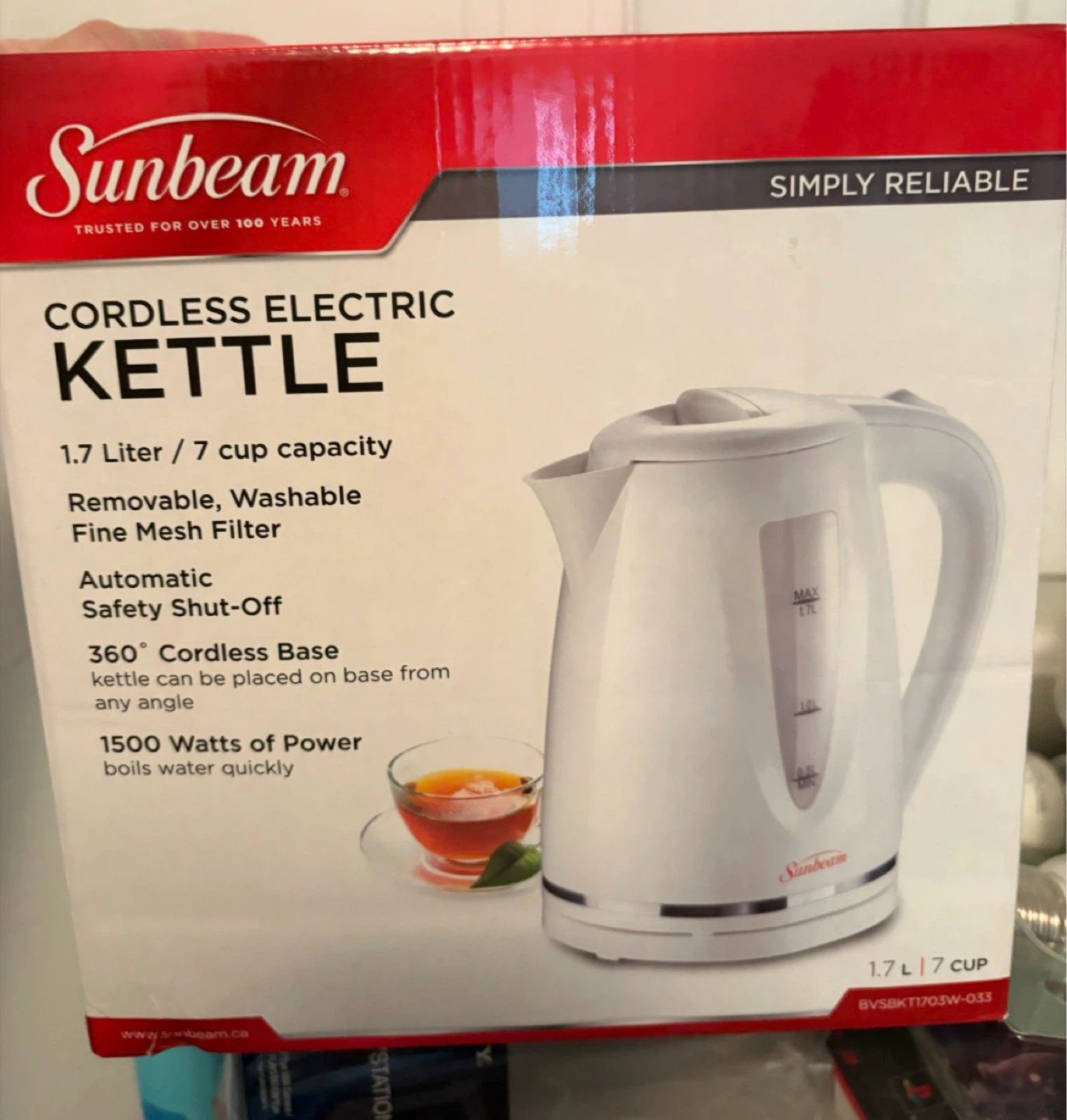 Sunbeam Cordless Electric Kettle - 1.7 Liter