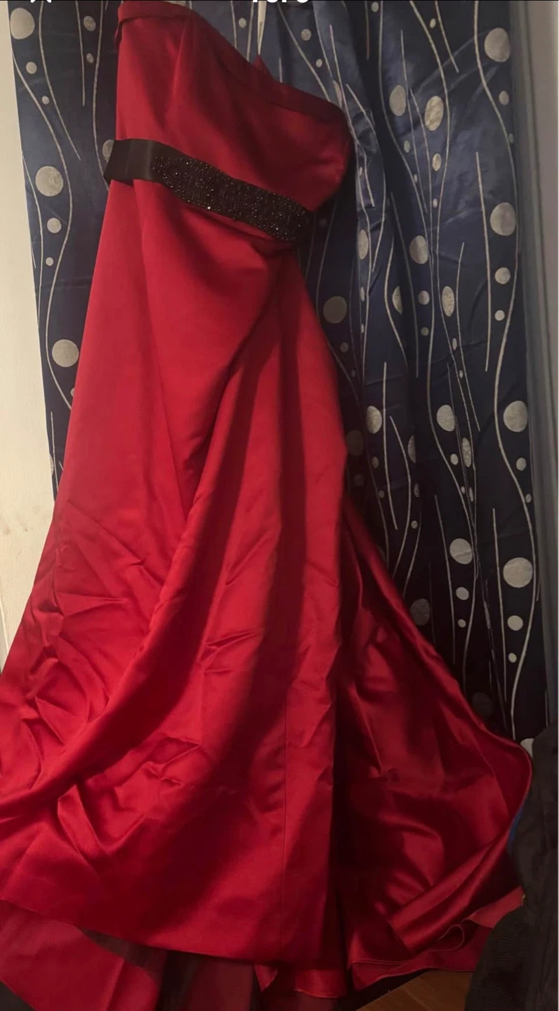 Red Strapless Beaded Waist Gown. David’s bridal brand size L