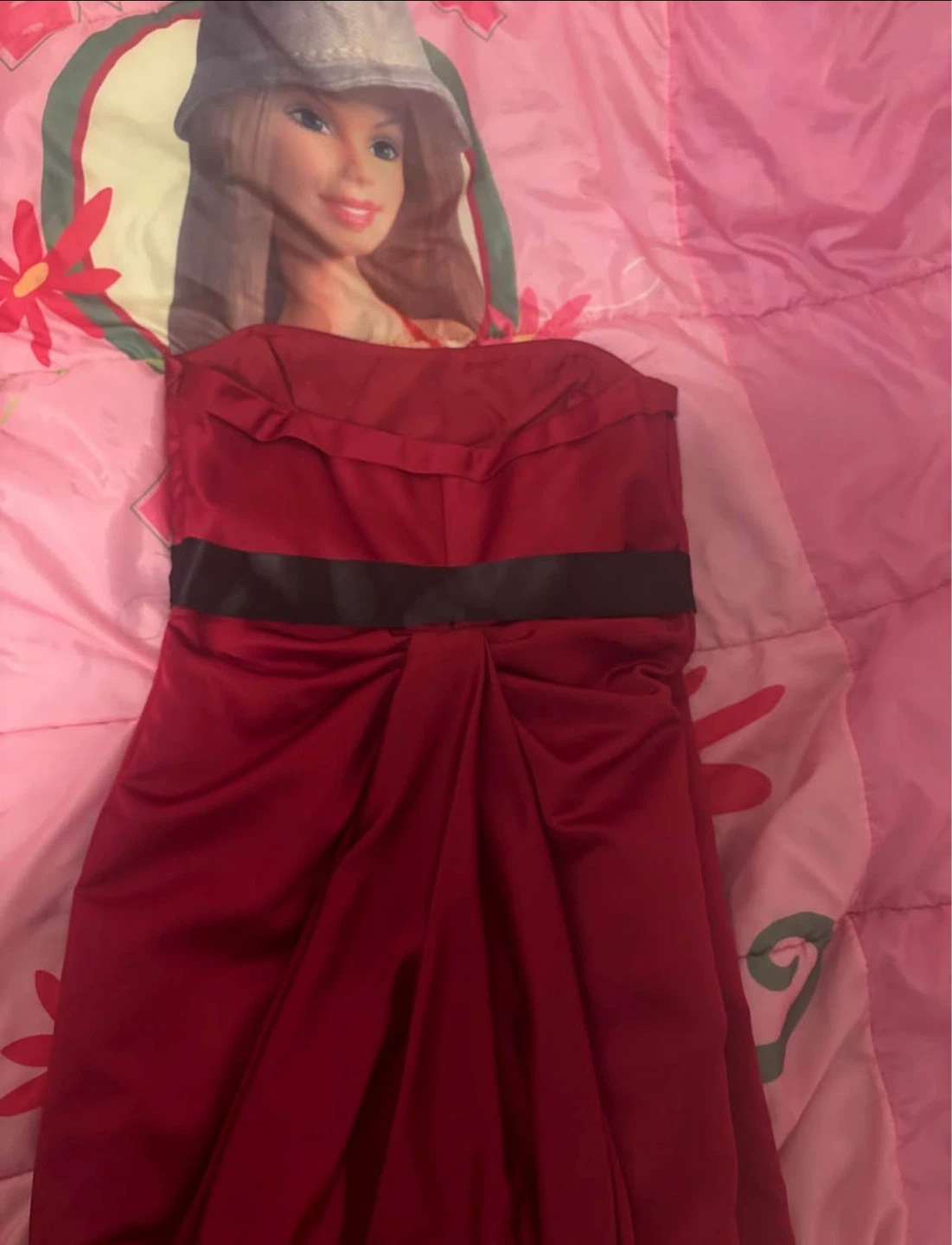 Red Strapless Beaded Waist Gown. David’s bridal brand size L - photo 5
