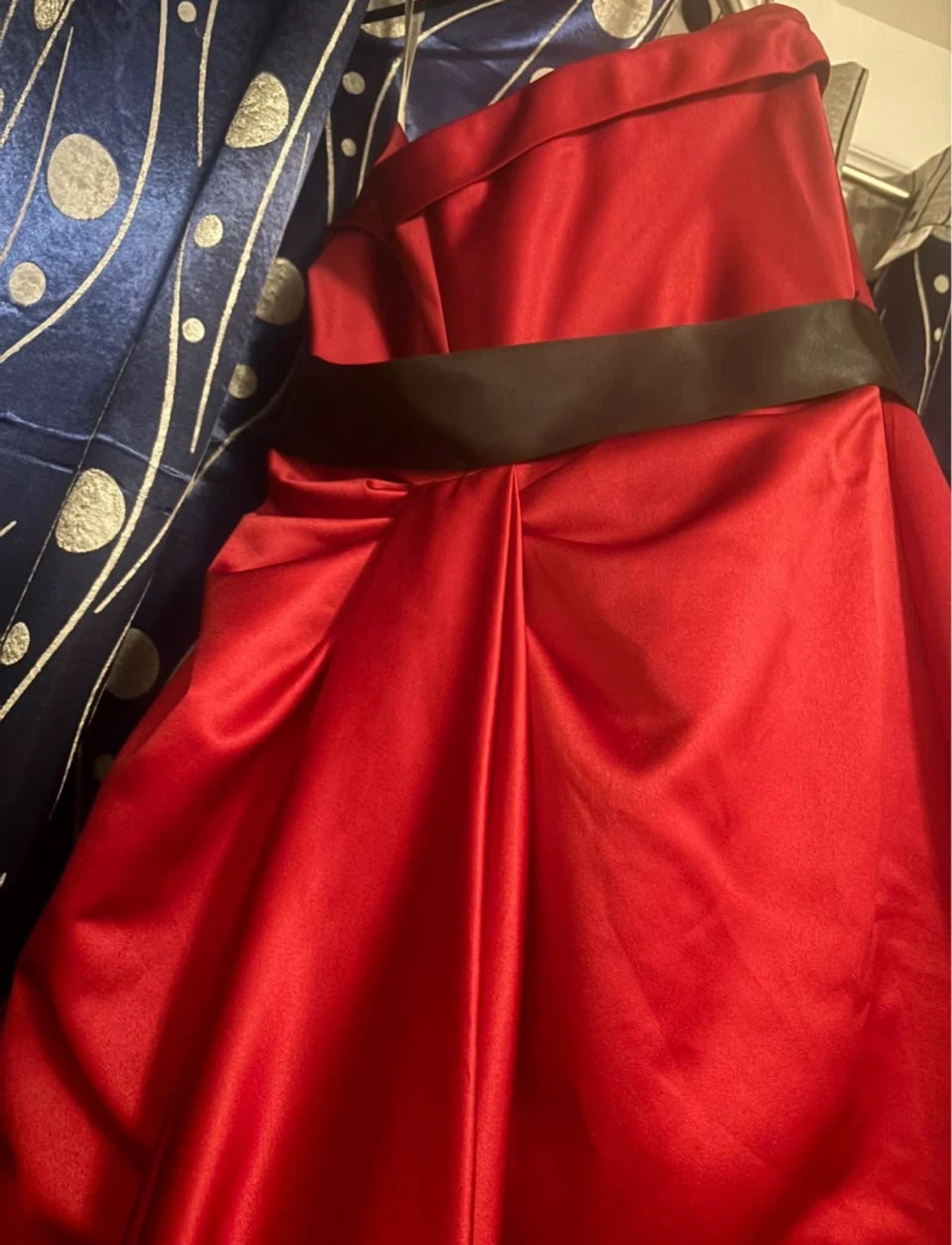 Red Strapless Beaded Waist Gown. David’s bridal brand size L - photo 3