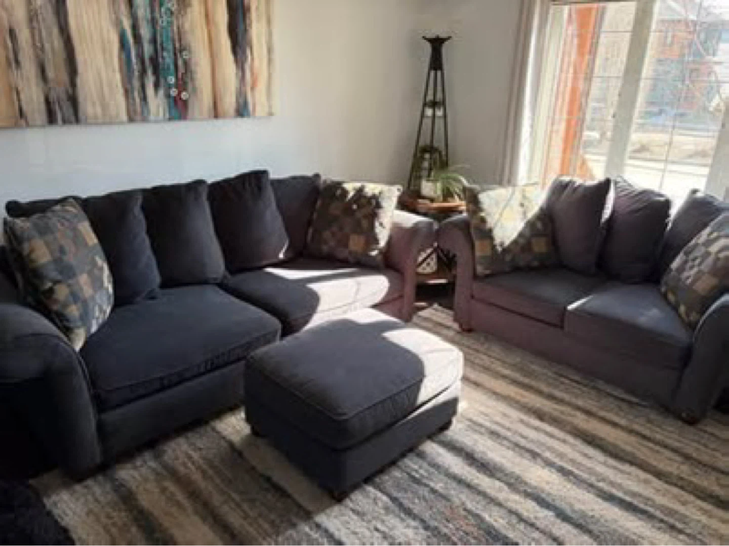 Dusty Blue/Grey Sofa Set with Ottoman - photo 2