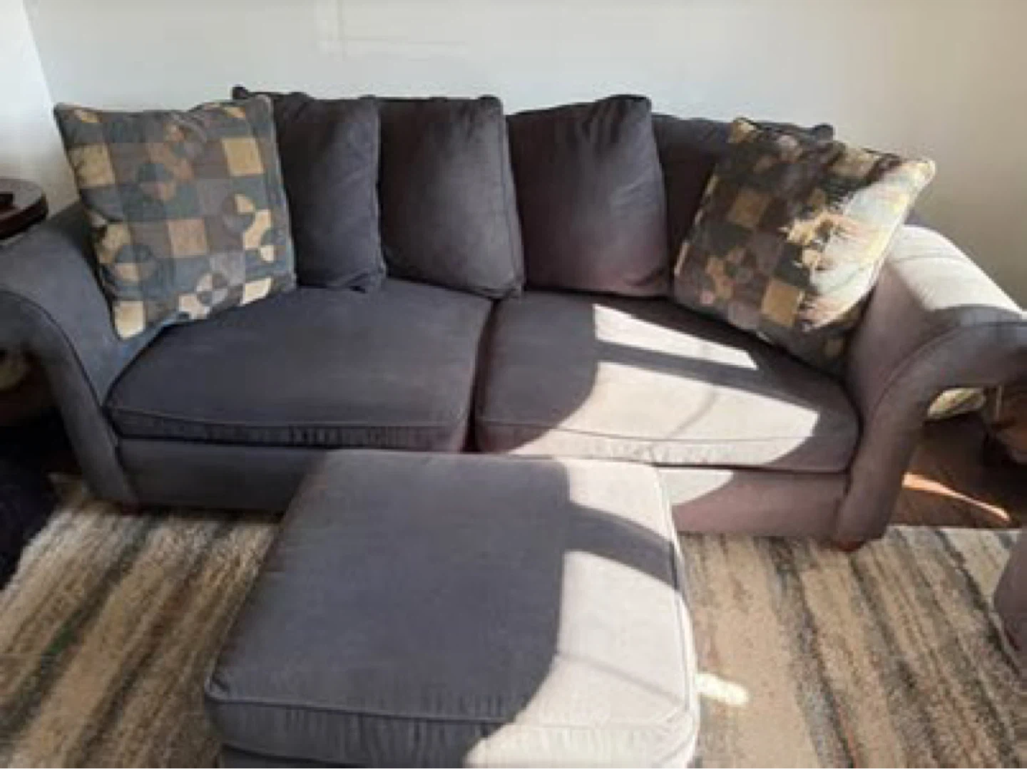 Dusty Blue/Grey Sofa Set with Ottoman - photo 3