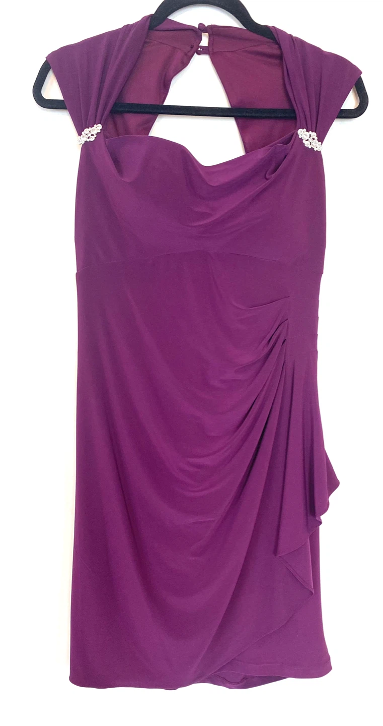 Scarlett Purple Ruched Embellished Dress Size 6