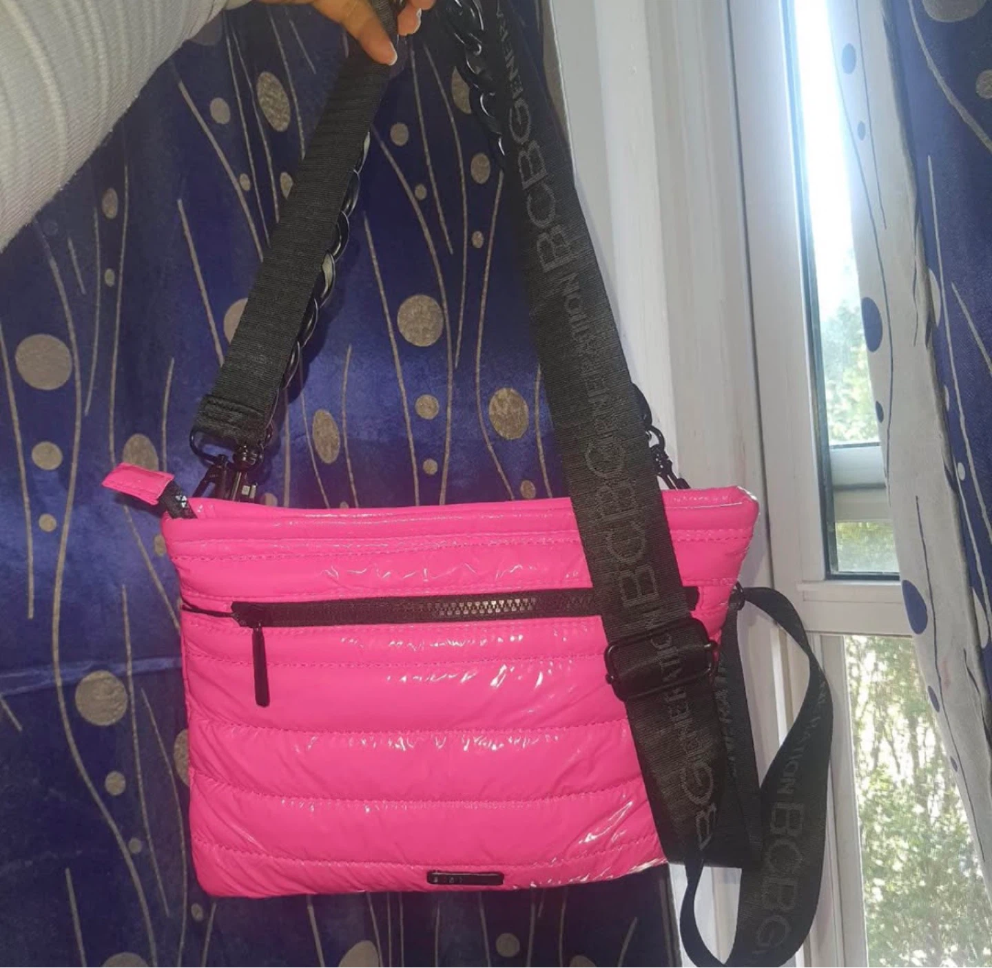 BCBGMAXAZRIA Quilted Puffer Crossbody Bag - Neon Pink