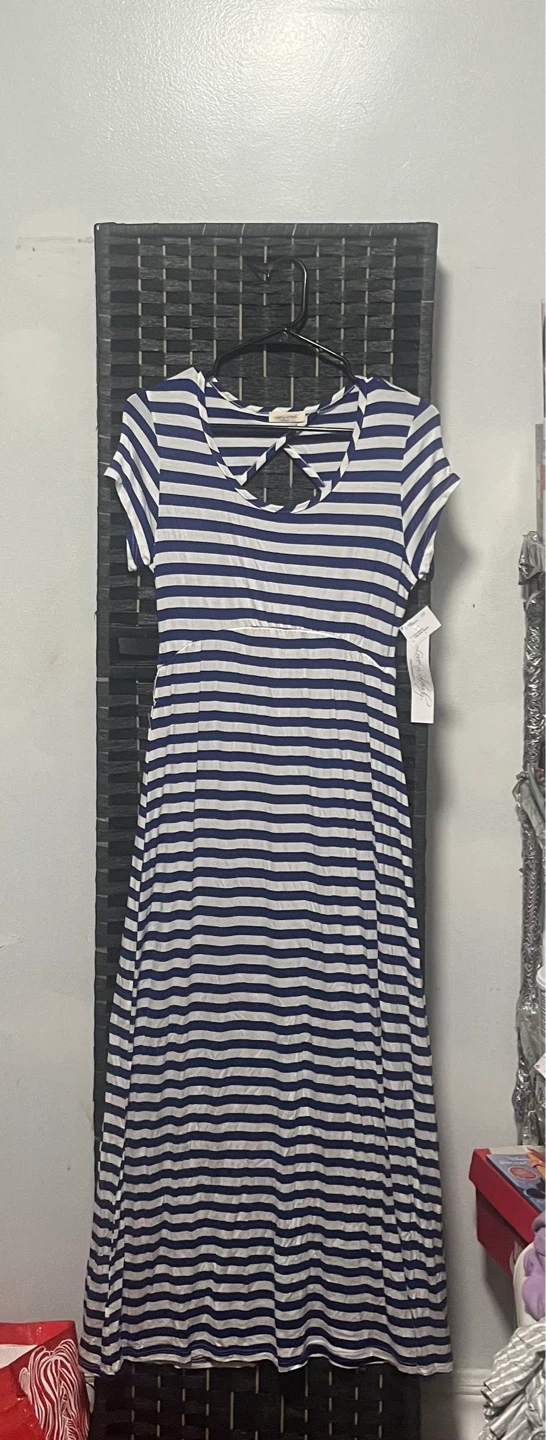 Love & Infinity Maternity Dress Navy/White Stripe Size L - photo 2