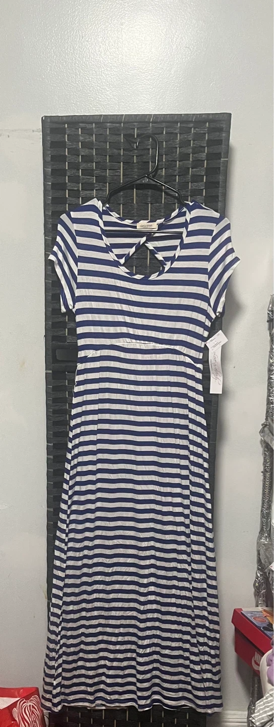 Love & Infinity Maternity Dress Navy/White Stripe Size L - photo 3