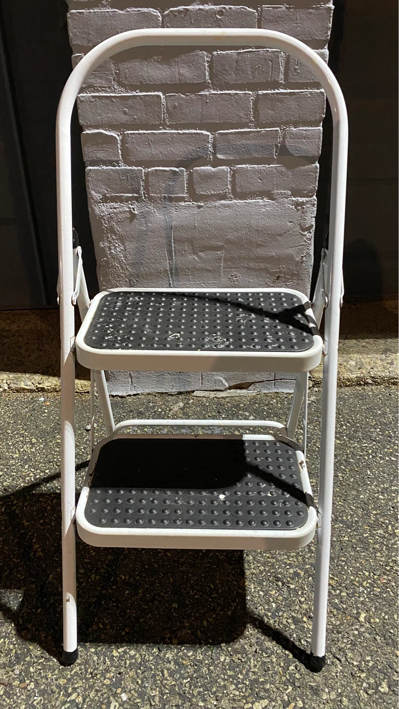 White 2-Step Folding Step Stool Ladder