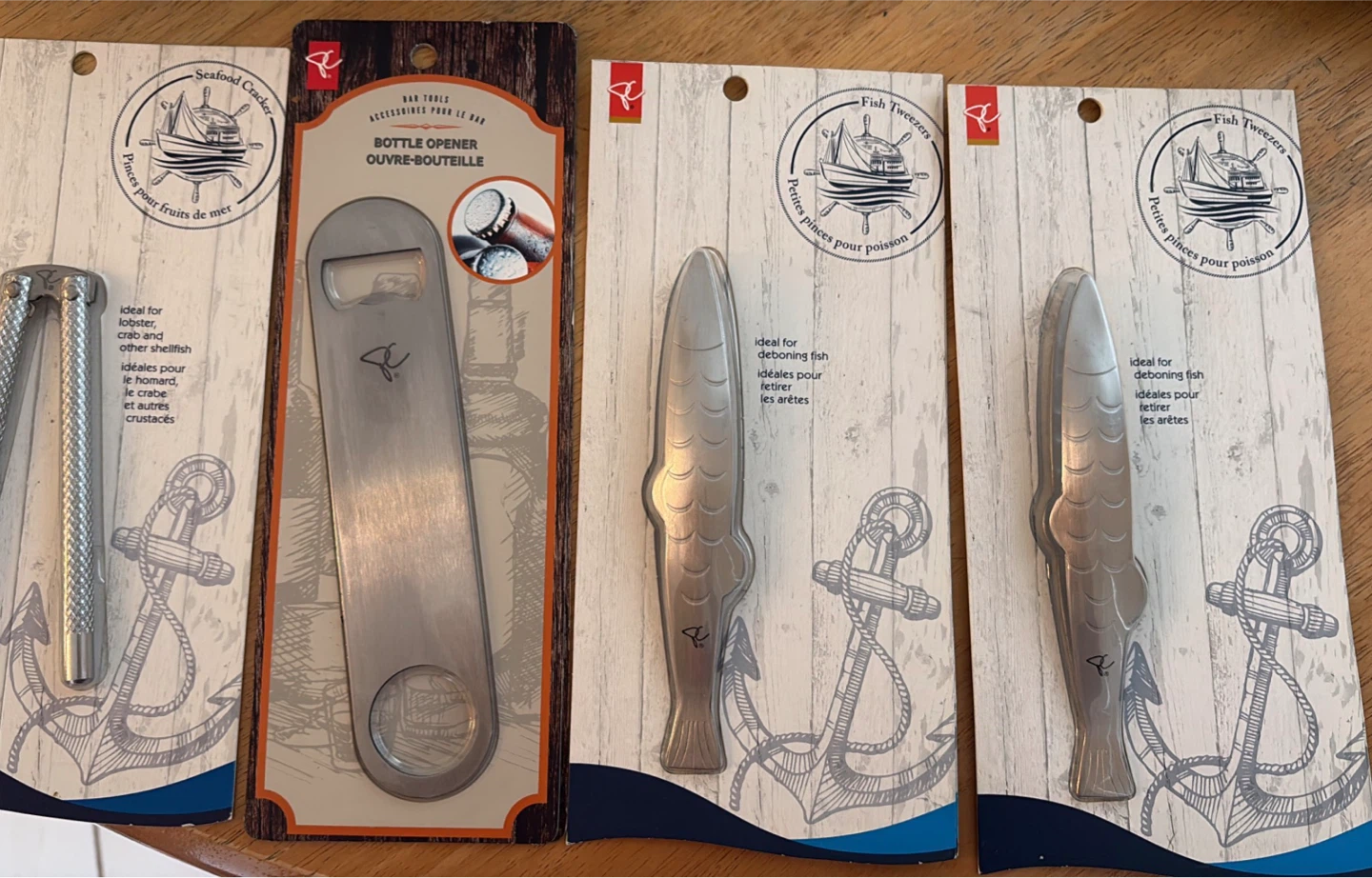 Seafood Cracker, Bottle Opener, Fish Tweezers Bar Tools Set