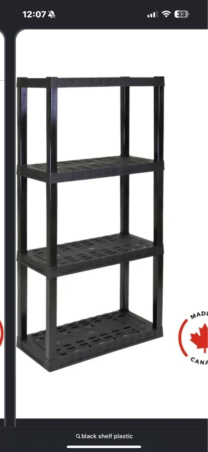 Black 4-Tier Plastic Shelving Unit