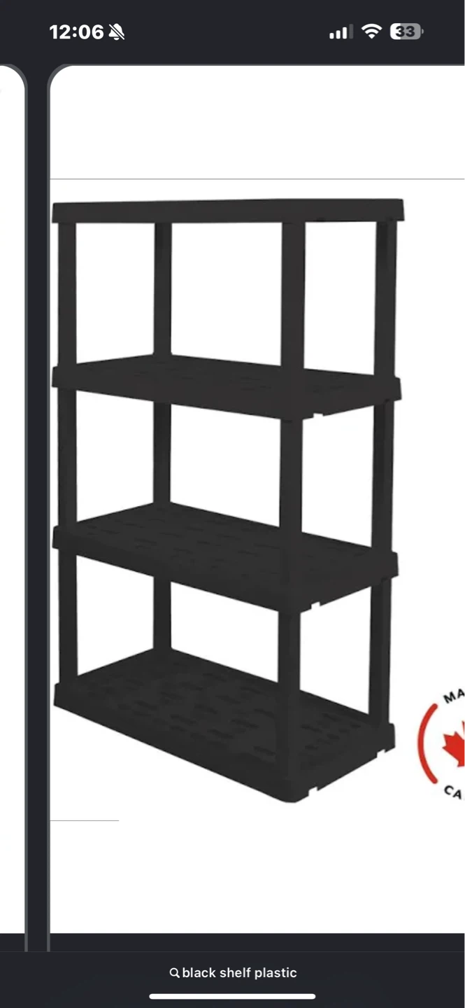 Black 4-Tier Plastic Shelving Unit - photo 2