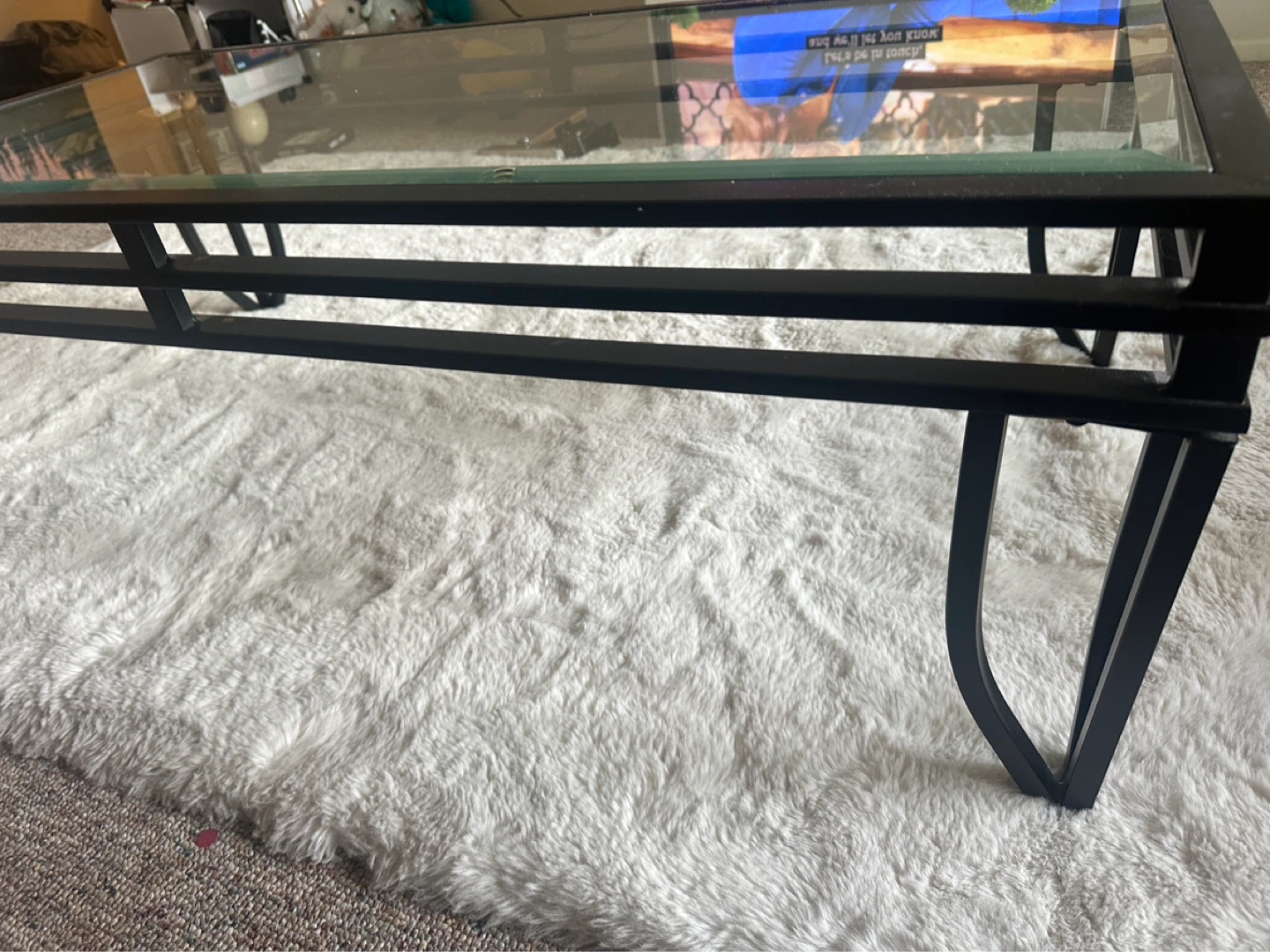 Metal Frame Glass Top Coffee Table set