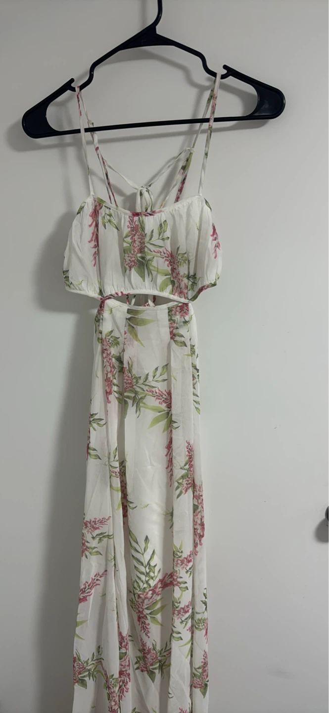 White floral cutout maxi dress