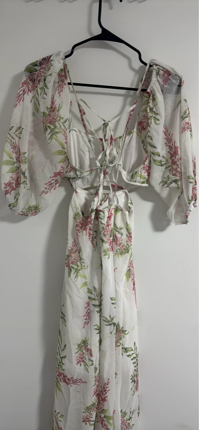 White floral cutout maxi dress - photo 3