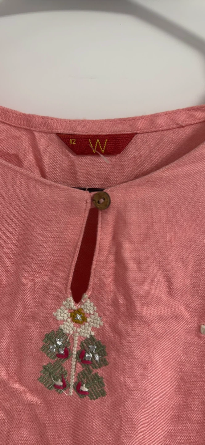 W Pink Embroidered Kurti Top Size 12
