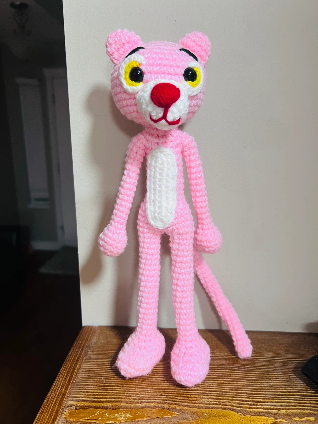 Handmade Pink Panther Crochet Plush Toy