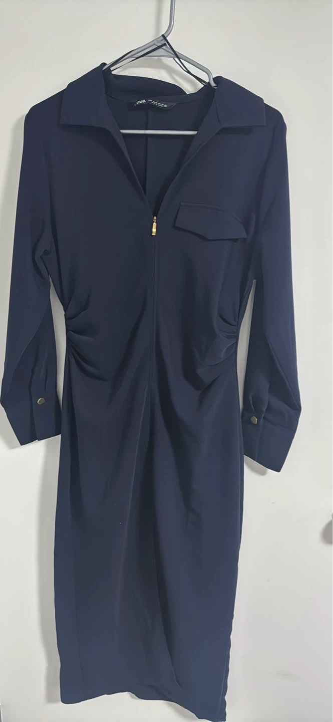 ZARA Navy Blue Shirt Dress