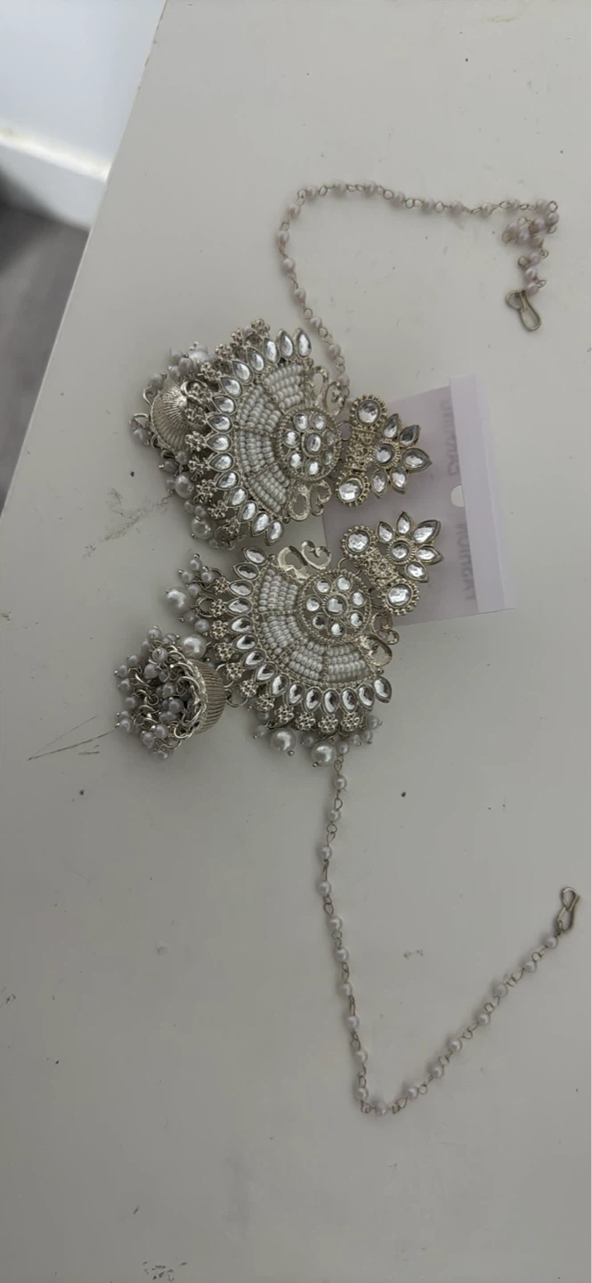 Silver Headpiece with Pearls and Rhinestones - photo 3