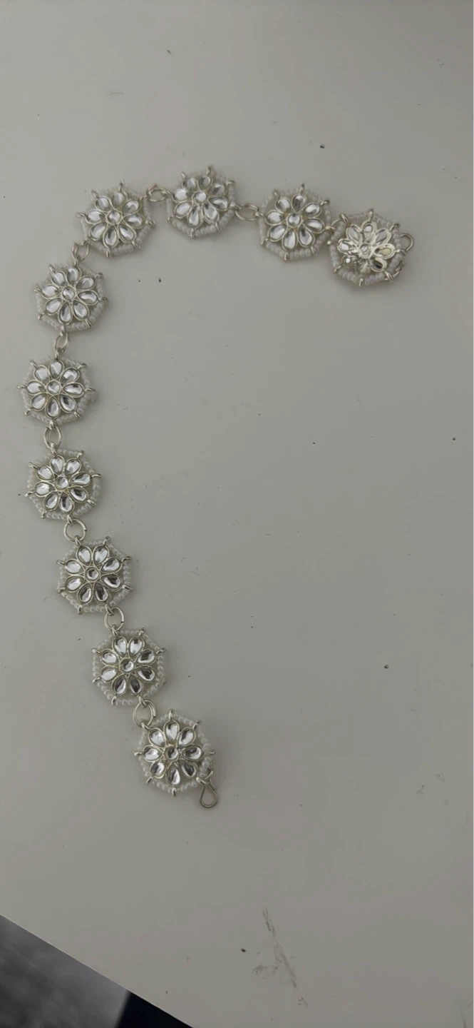 Silver Headpiece with Pearls and Rhinestones - photo 4