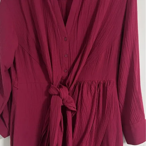 zara red shirt dress Zahra Embroidered Shirt Dress In Red