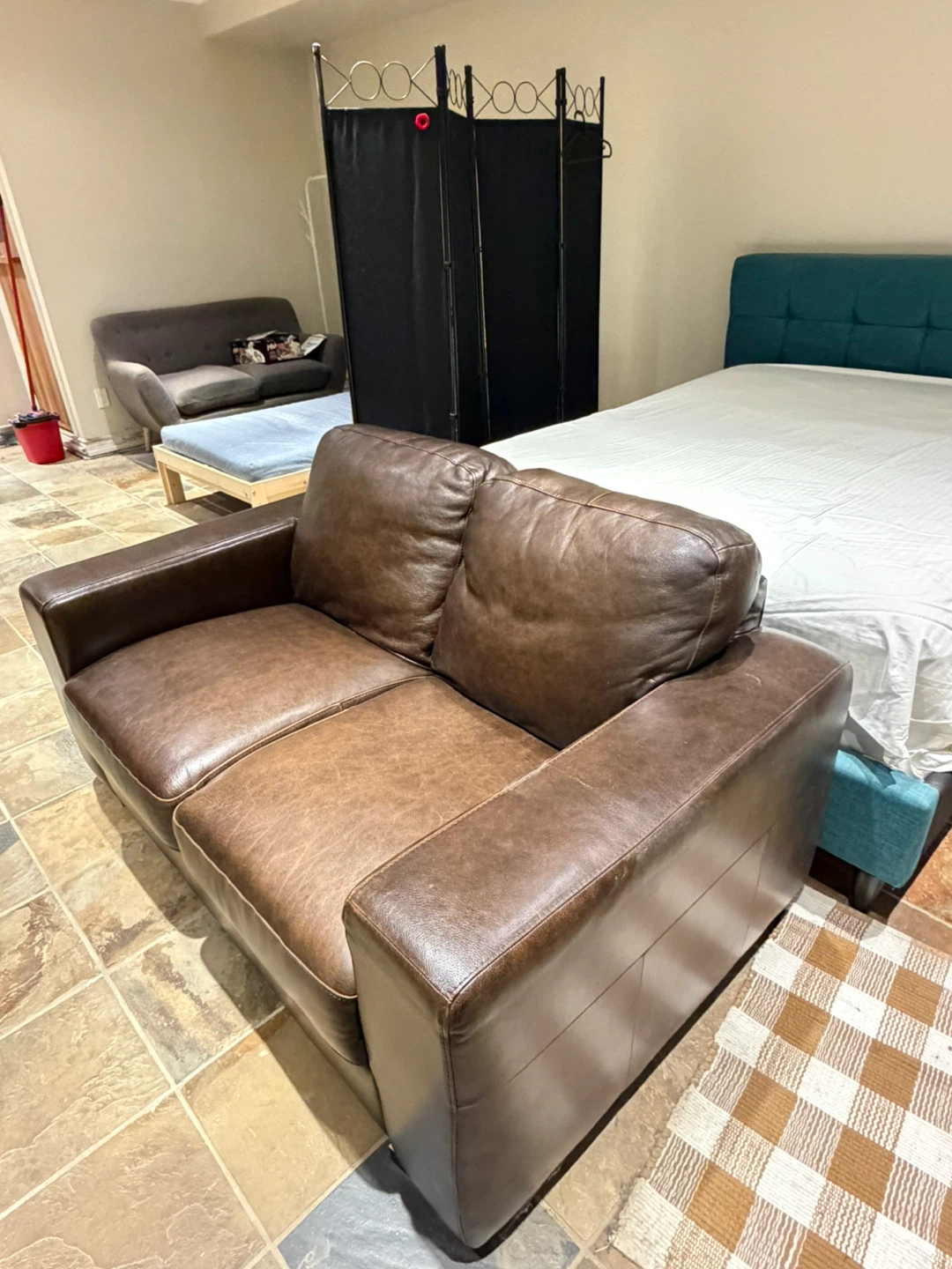 Brown Leather Sofa - photo 2