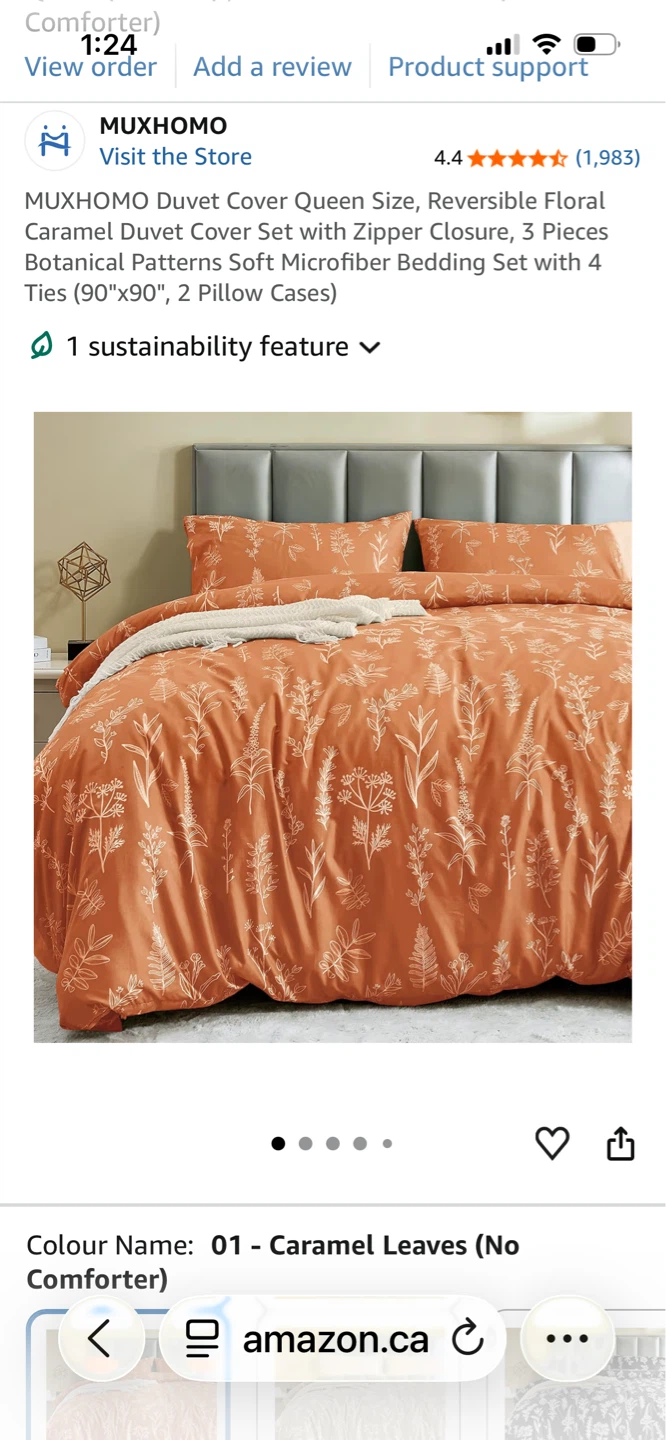 Queen Duvet Cover Set - Caramel Leaves