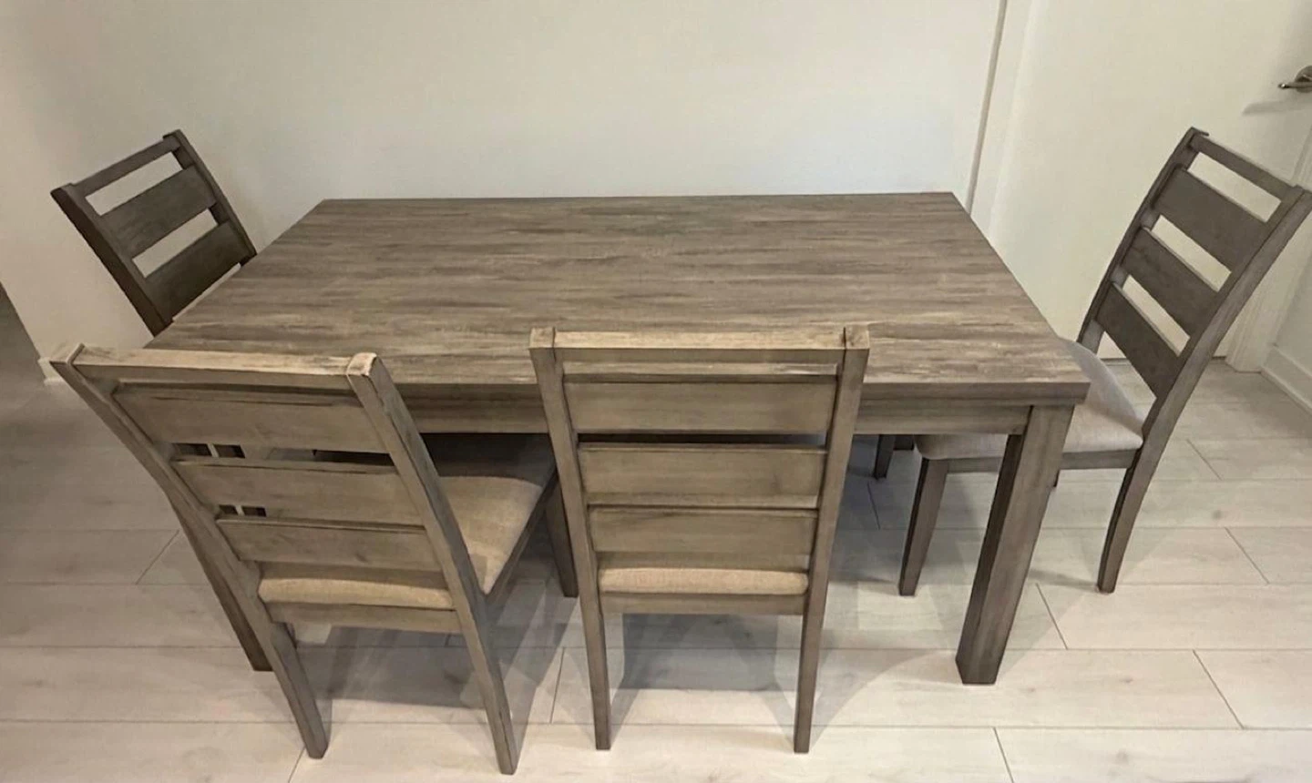 Rustic Wood Dining Table with 4 Chairs