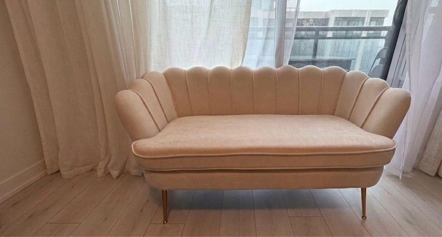 Cream Velvet Loveseat