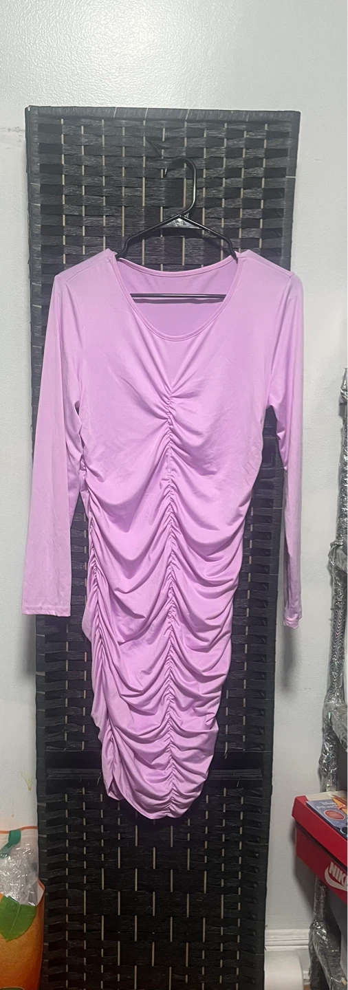 Ruched Long Sleeve Mini Dress size L - photo 3
