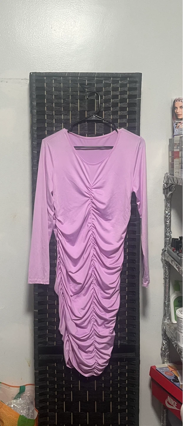 Ruched Long Sleeve Mini Dress size L - photo 2