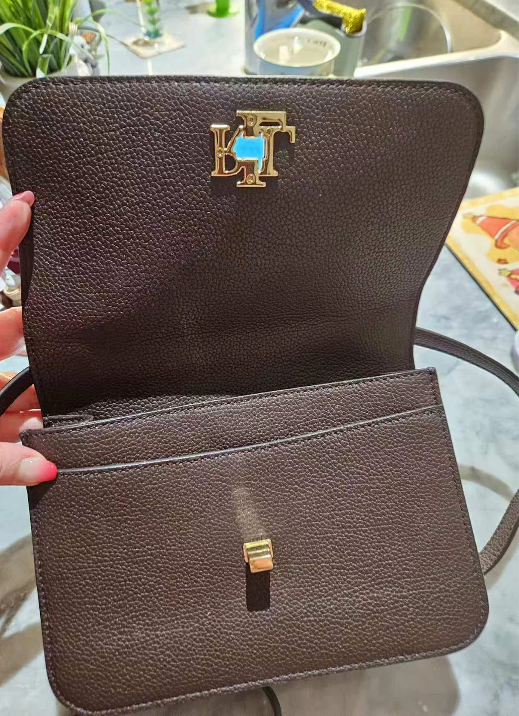Ralph Lauren pebbled leather medium Sophie bag in a brown colour - photo 5