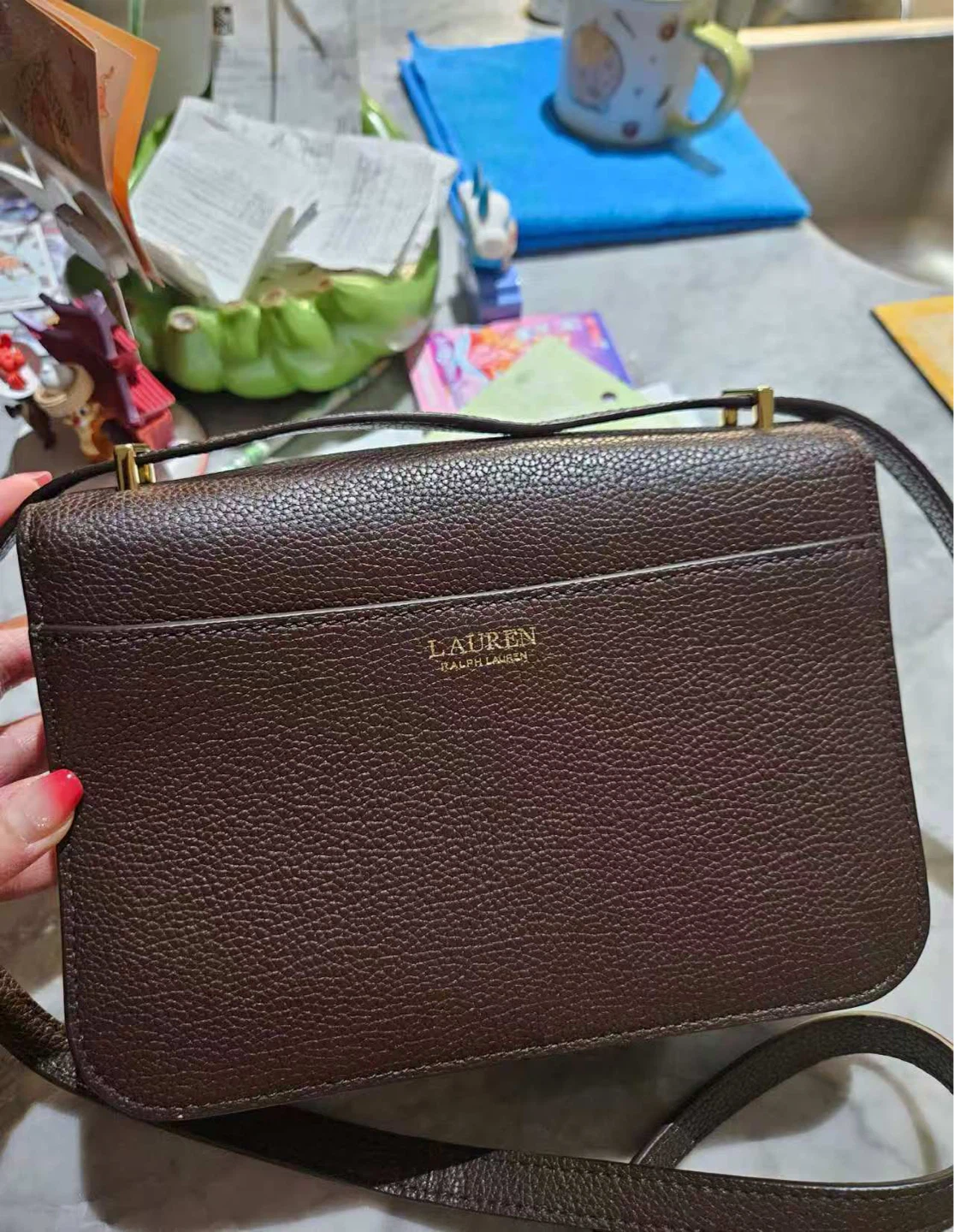 Ralph Lauren pebbled leather medium Sophie bag in a brown colour - photo 2