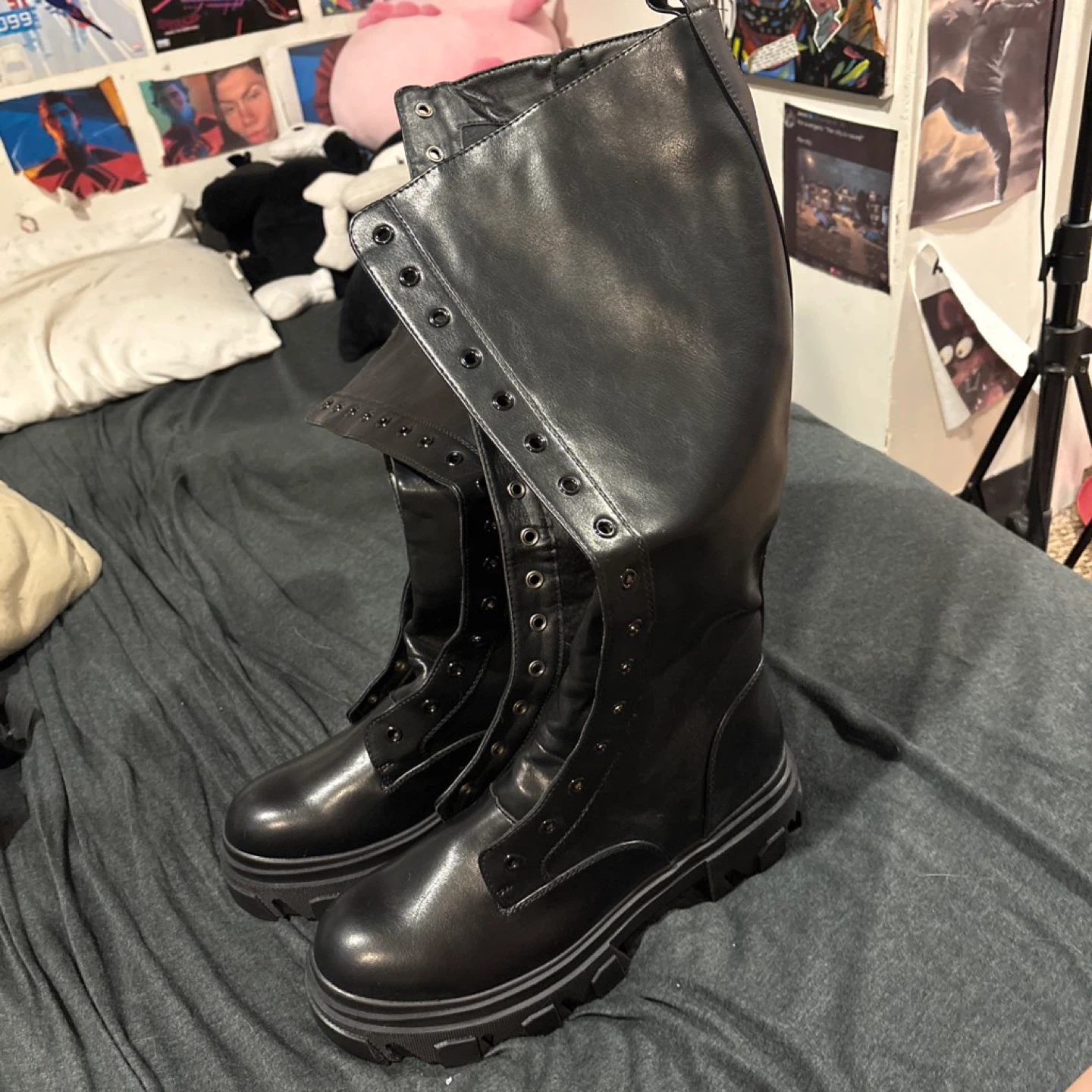 Dream Pairs Black Knee-High Combat Boots