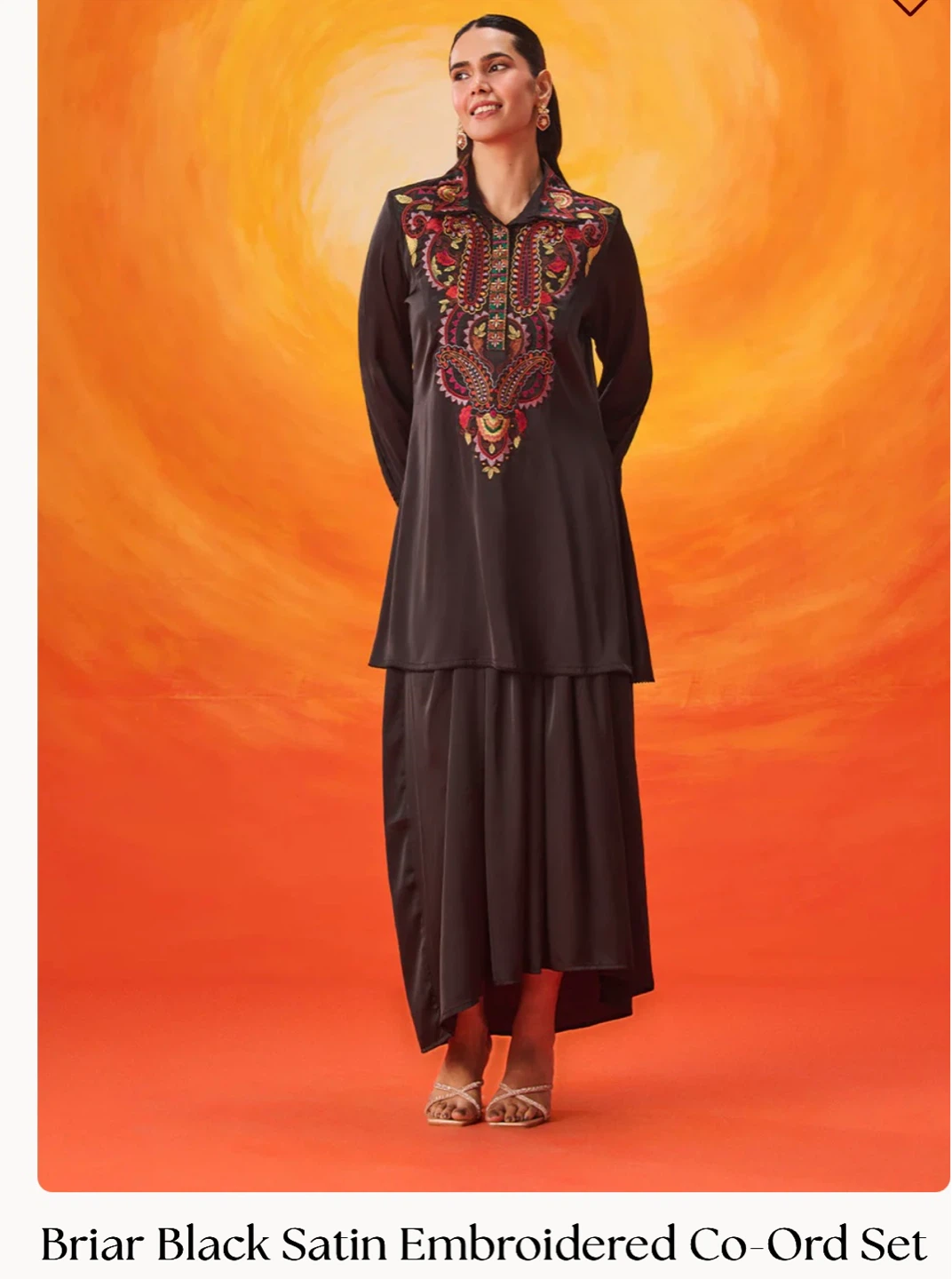 Briar Black Satin Embroidered Co-Ord Set