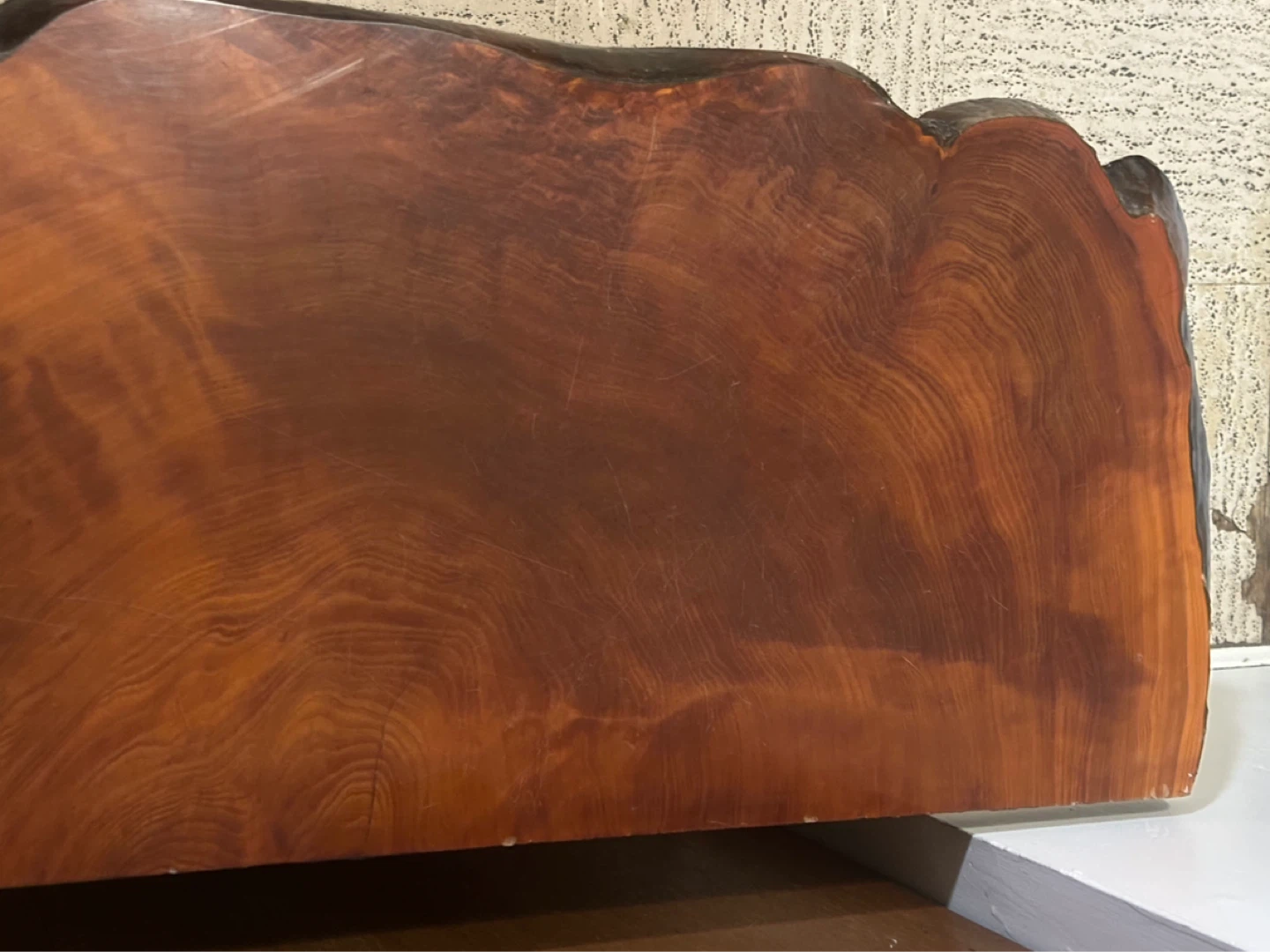 Vintage Live Edge Wood Side Table/bench Fiberglas Base - photo 4