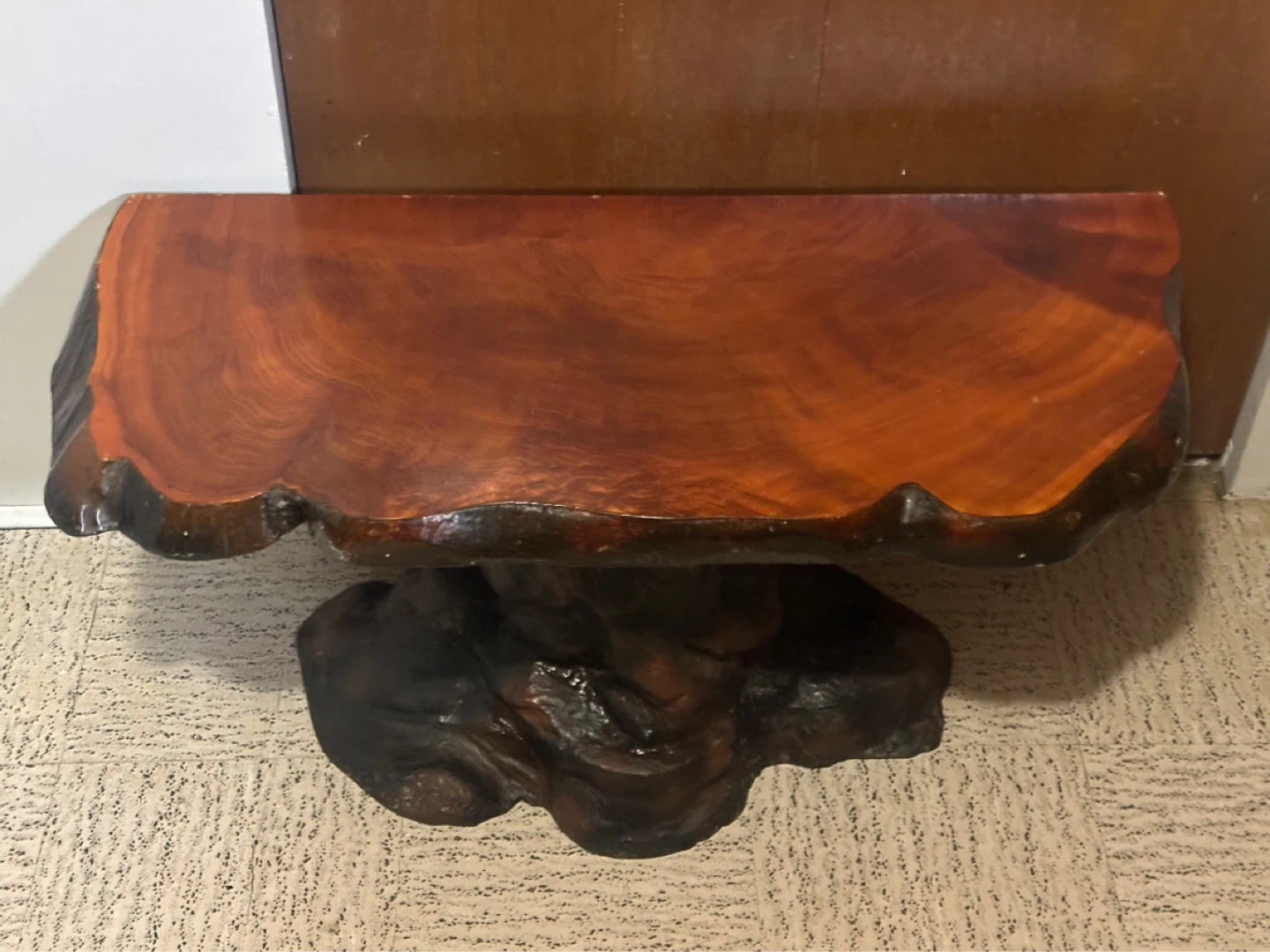 Vintage Live Edge Wood Side Table/bench Fiberglas Base - photo 2