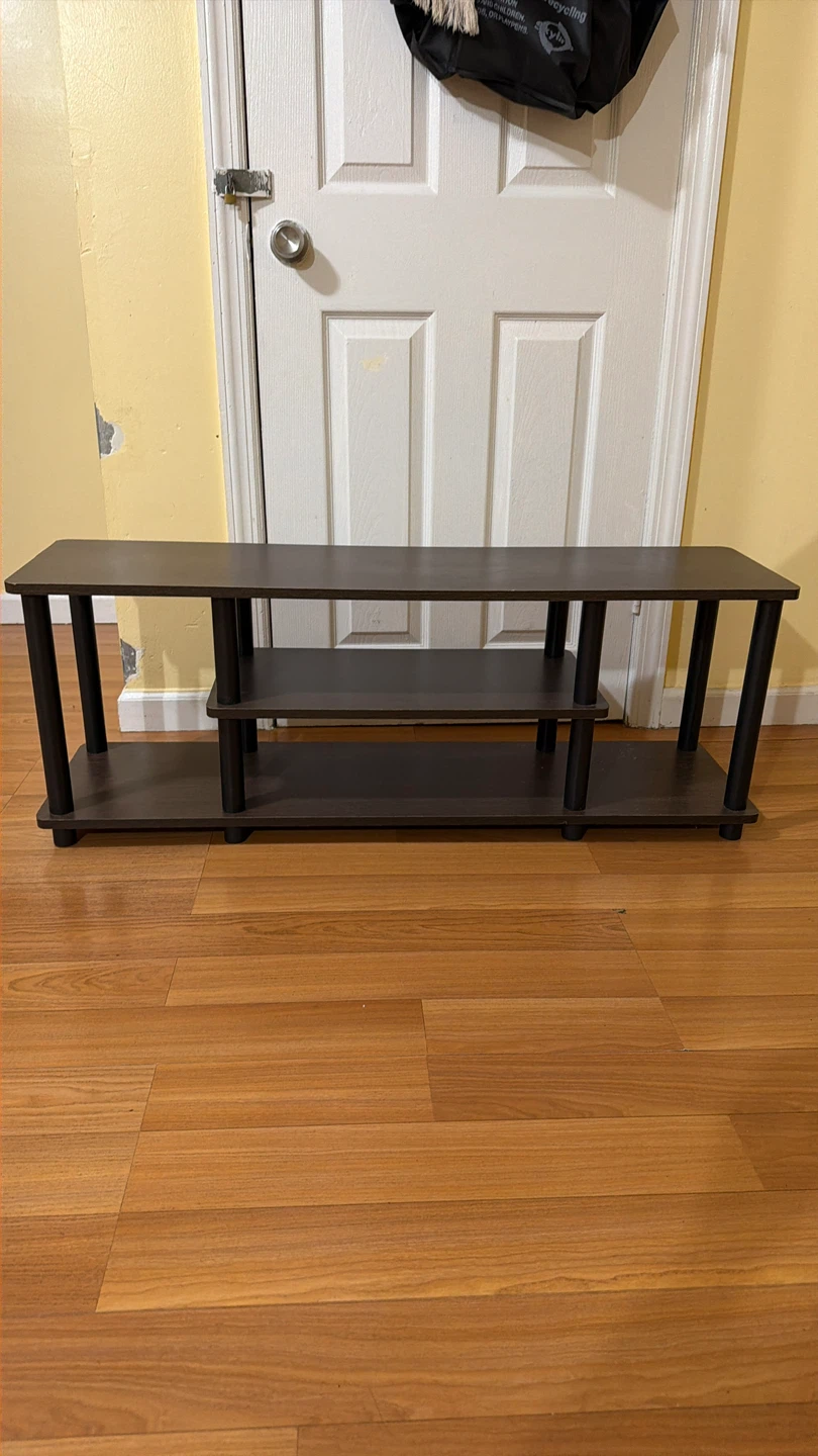 Dark Brown TV Stand with 3 Shelves - photo 4