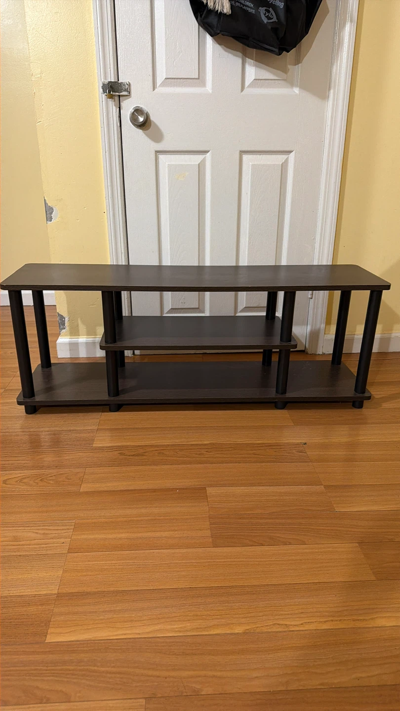 Dark Brown TV Stand with 3 Shelves - photo 2