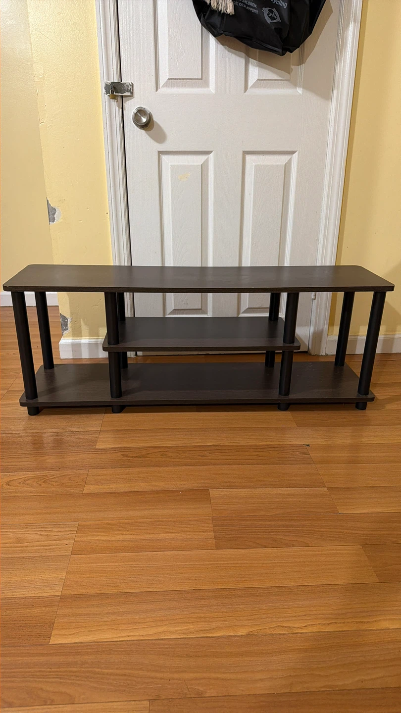 Dark Brown TV Stand with 3 Shelves - photo 3